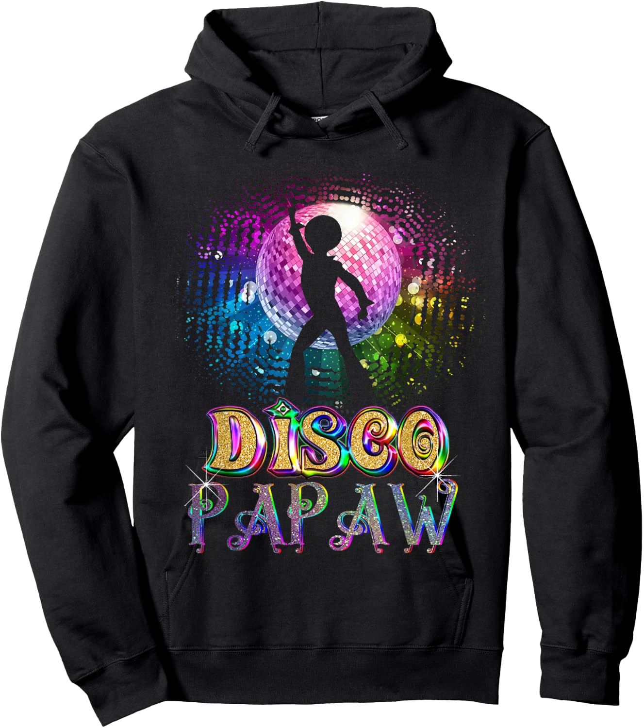 Funny Disco Papaw - Retro 70's Seventies Themed Disco Ball Hoodie - Hoodie | Black
