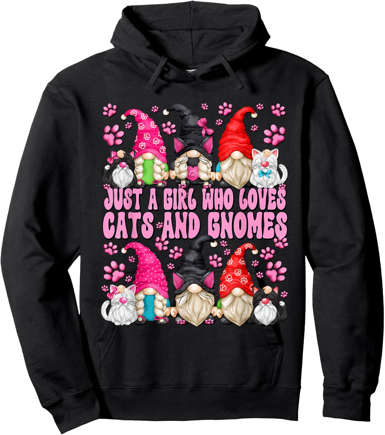 Cat Owner Must Haves For Girls Who Loves Cats And Gnomes Hoodie - Hoodie | Black