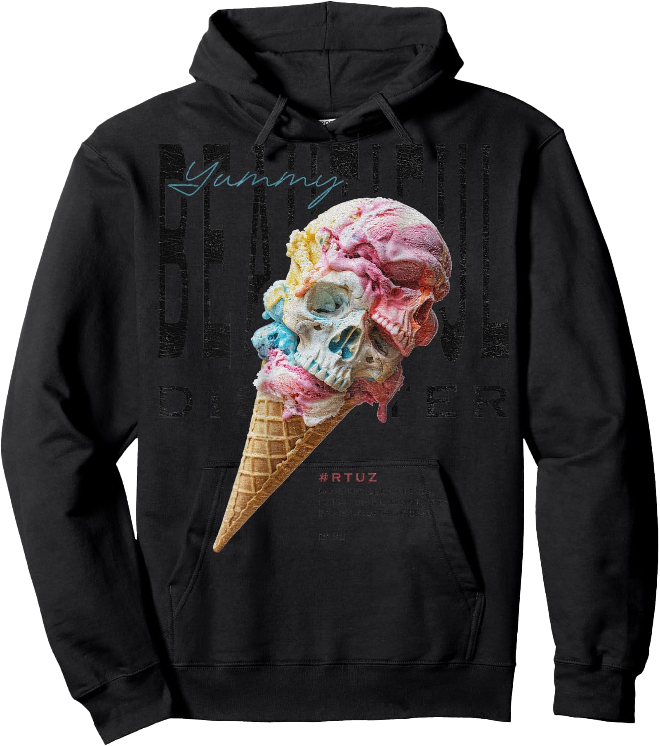 Urban Hip Hop Y2K Vintage Retro Backprint Streetwear EIS Hoodie - Hoodie | Black