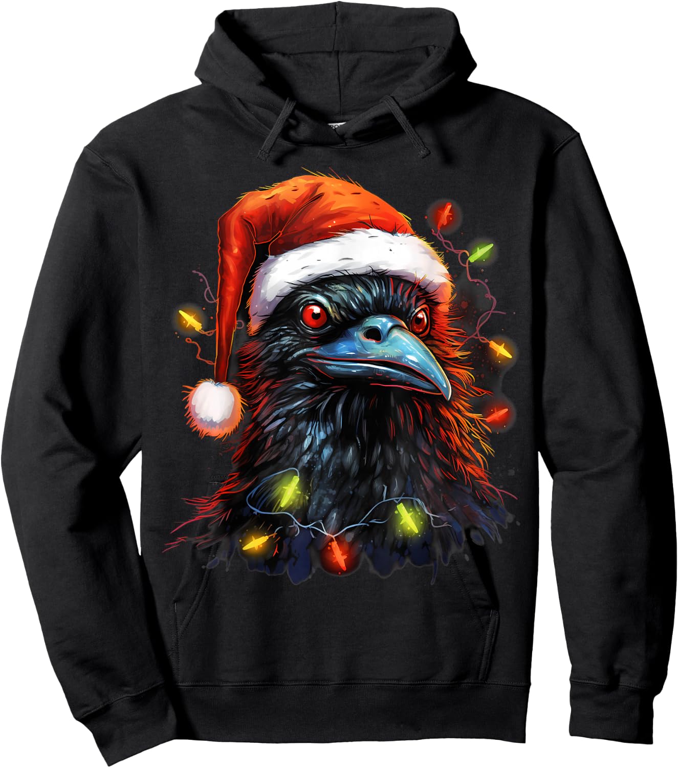 Xmas Raven Tangled Christmas Lights Hoodie - Hoodie | Black