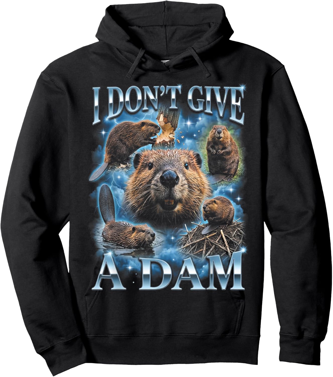 I Don't Give A Dam Funny Beaver Hoodie - Hoodie | Black