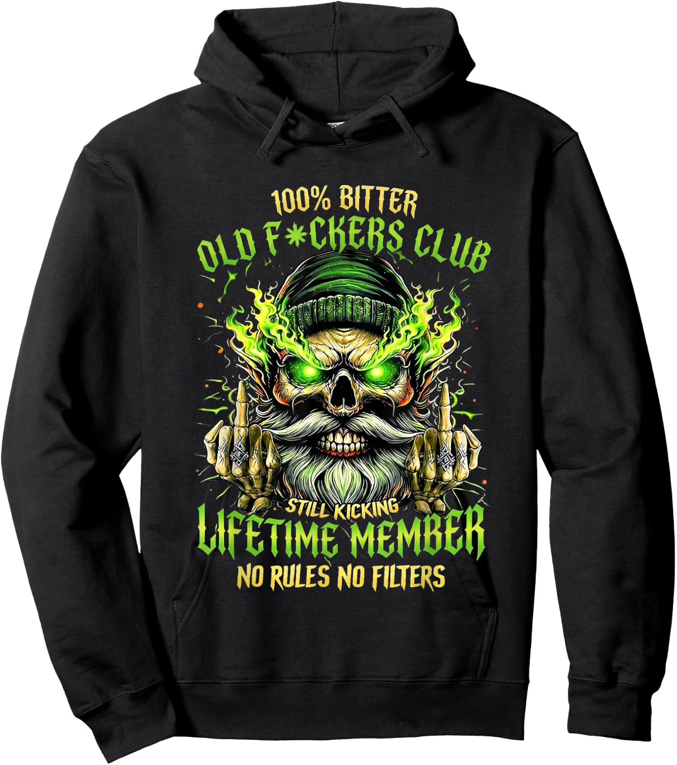 100% Bitter Old Club Still Kicking Lifetime Member Skeleton Hoodie - Hoodie | Black