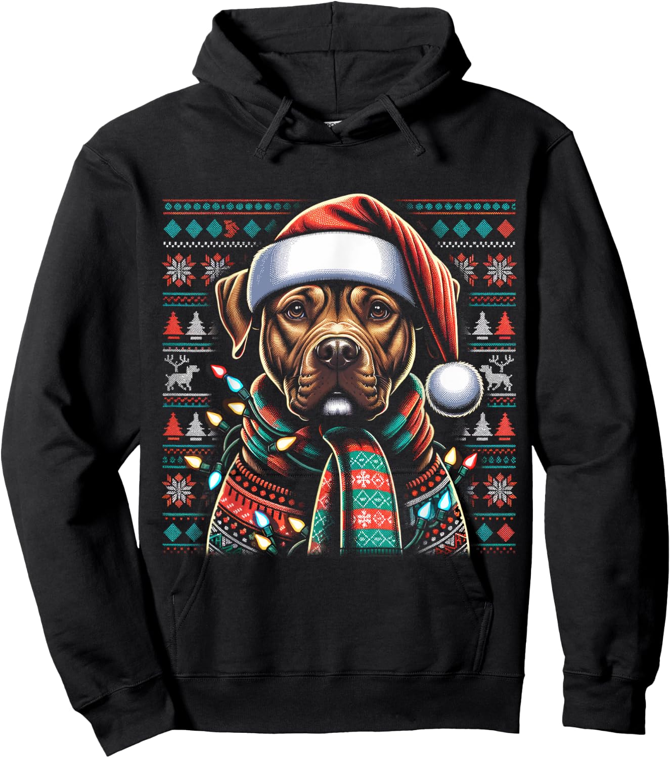 Christmas Pit bull Xmas Pit Bull Mom Dog Lover Santa Hoodie - Hoodie | Black