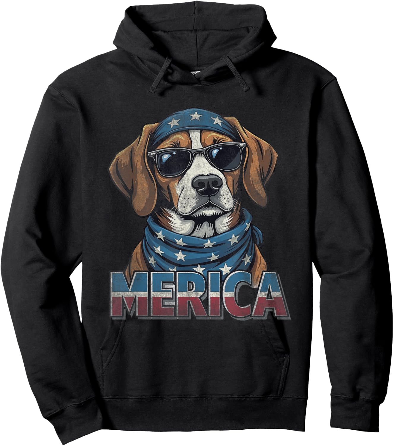Vintage Beagle 4th of July Merica Hoodie - Hoodie | Black
