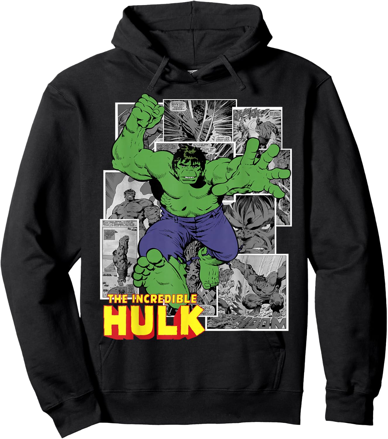 Marvel Avengers The Incredible Hulk Comic Panel Portrait Small Hoodie - Hoodie | Black