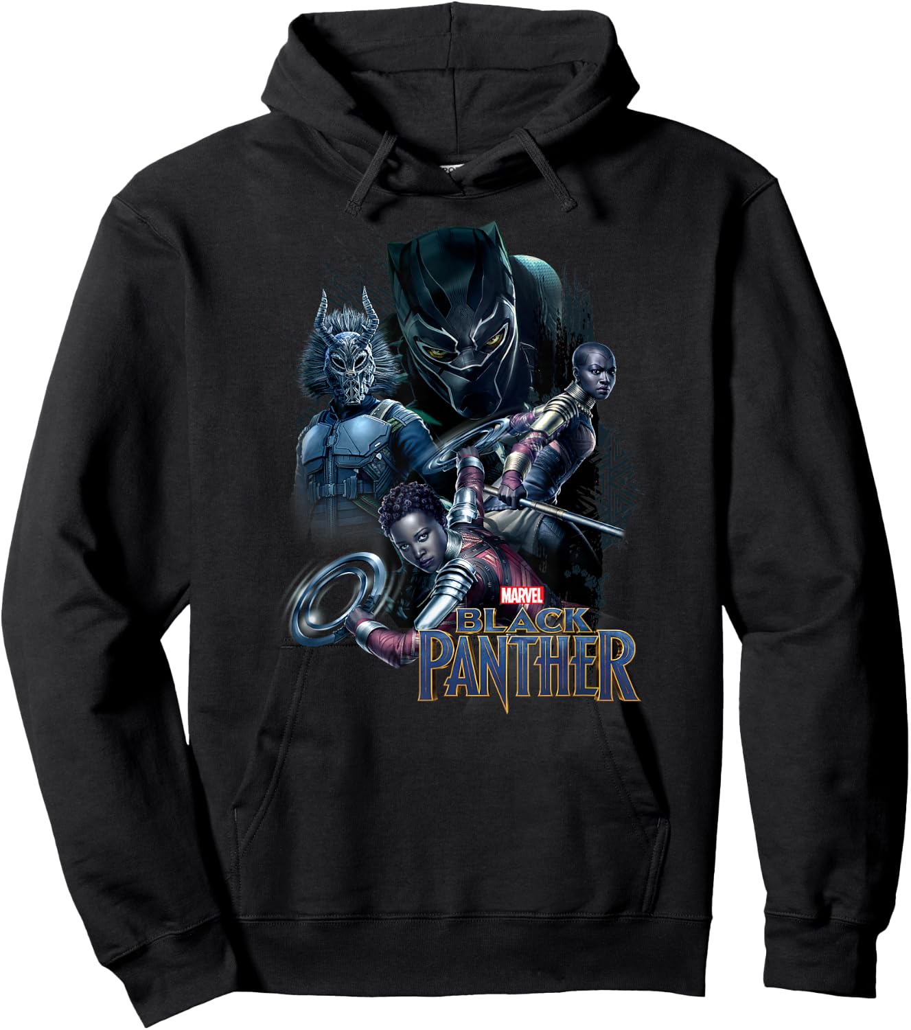 Marvel Black Panther Movie Warrior Poses Graphic Hoodie - Hoodie | Black