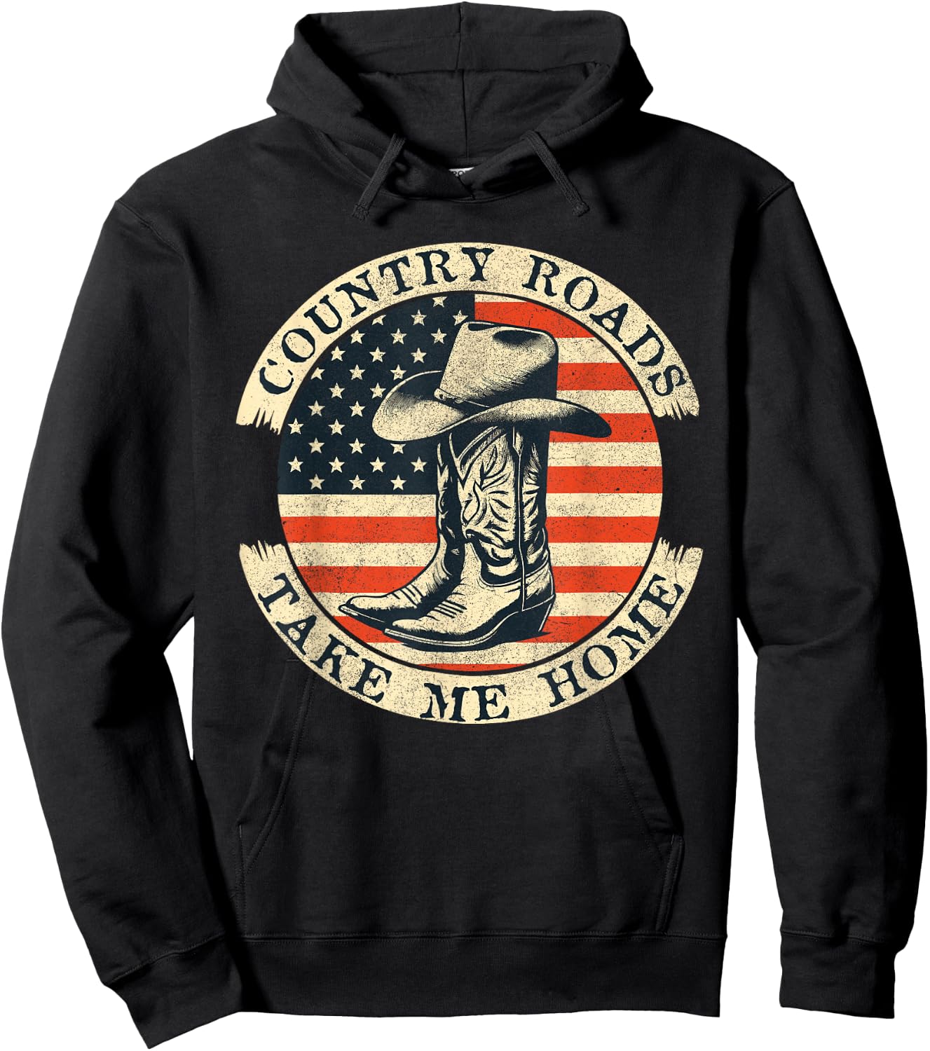 Country Roads Take Me Home Cowboy Western Virginia Retro Hoodie - Hoodie | Black