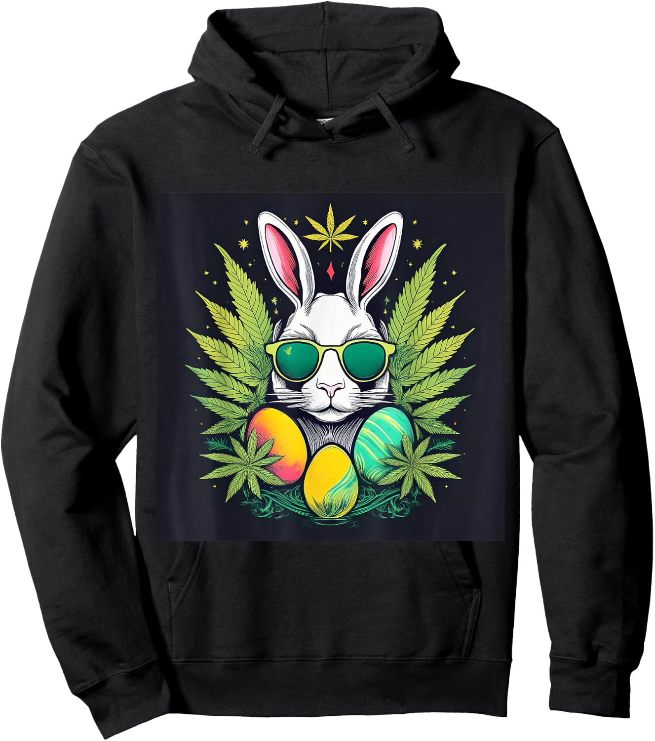 Easter Bunny With Marijuana Leaves 420 Day Hoodie - Hoodie | Black