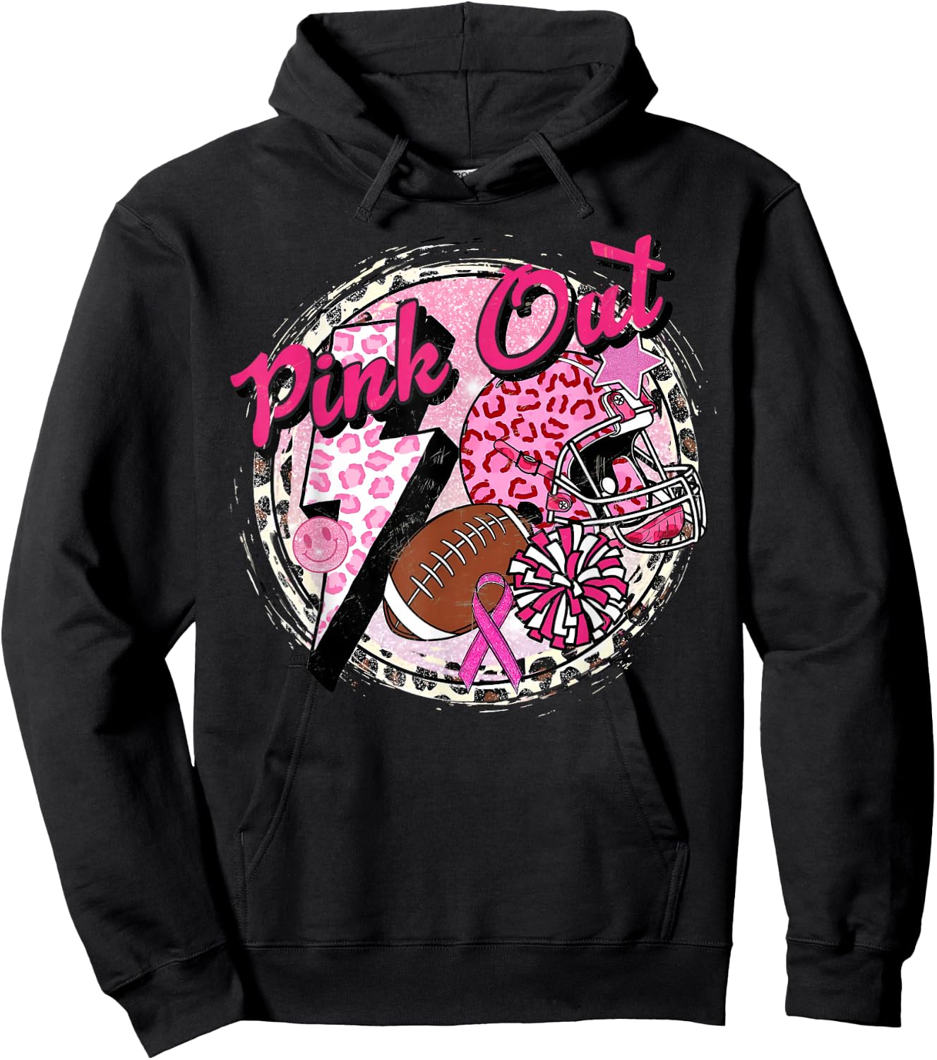 Pink Out American Football Warrior Breast Cancer Awareness Hoodie - Hoodie | Black