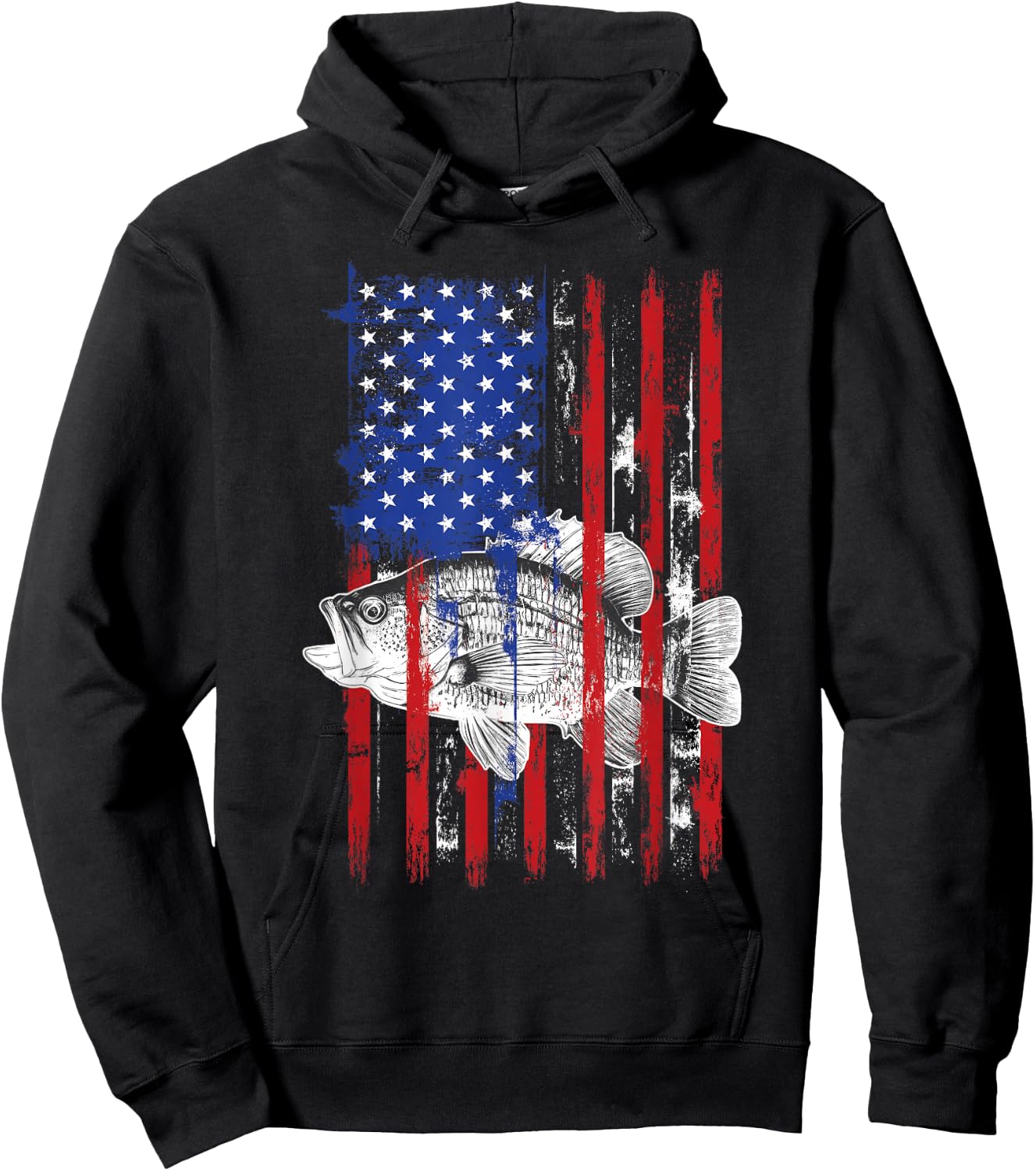 Crappie American Flag Fishing Flag Patriotic Fish Catcher Hoodie - Hoodie | Black