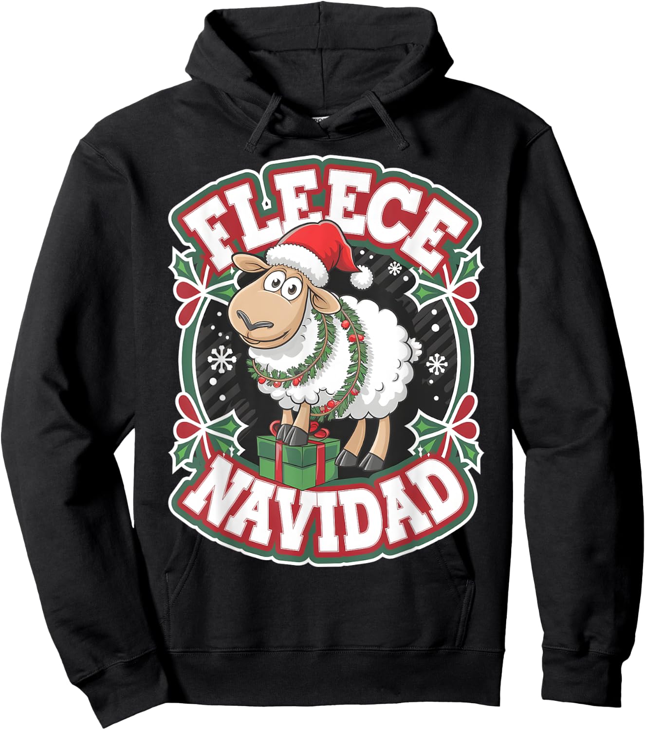 Funny Sheep Winter Christmas Fleece Navidad Hoodie - Hoodie | Black