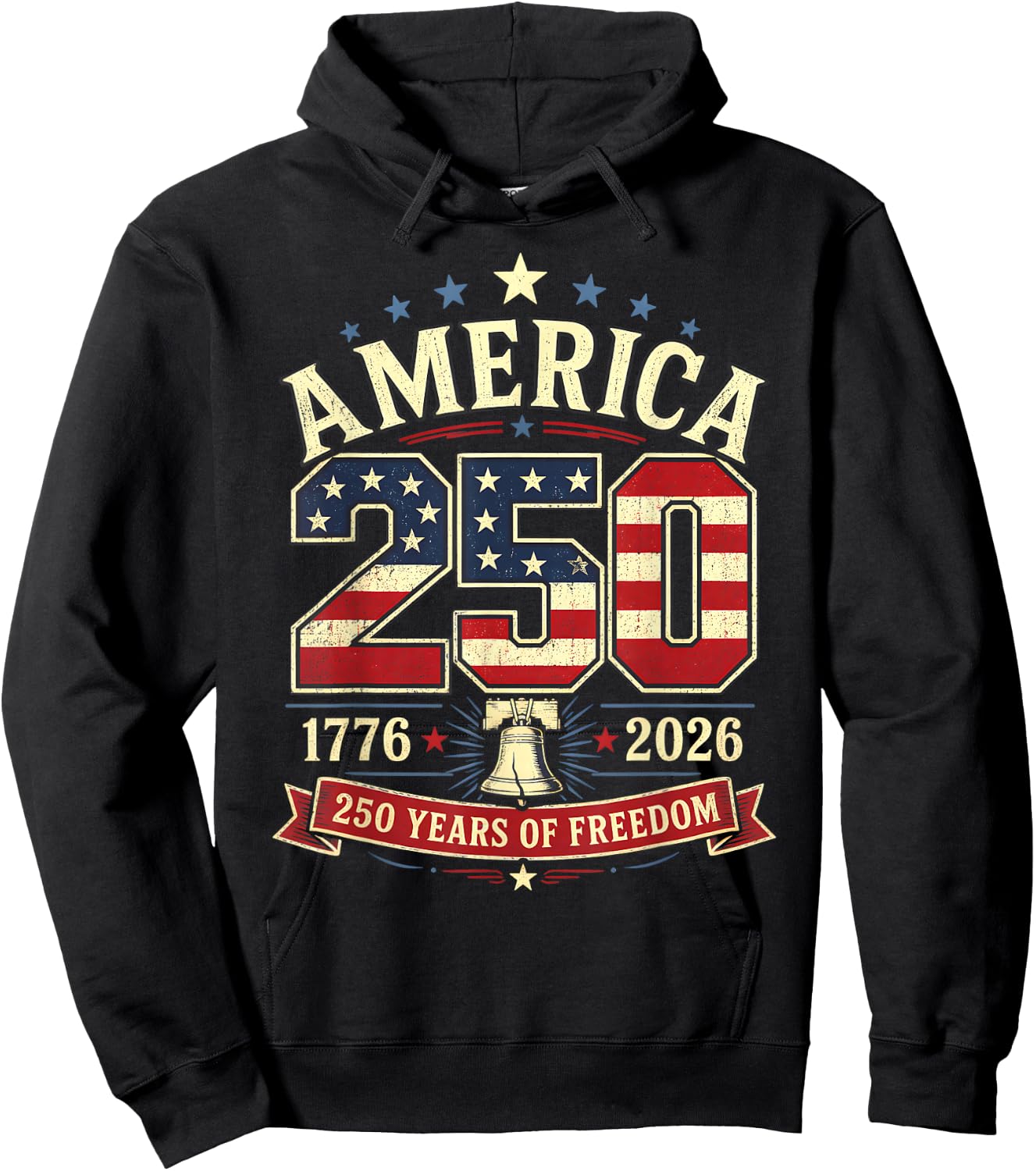 America 250 Patriotic Freedom Liberty Bell 1776 2026 Hoodie - Hoodie | Black