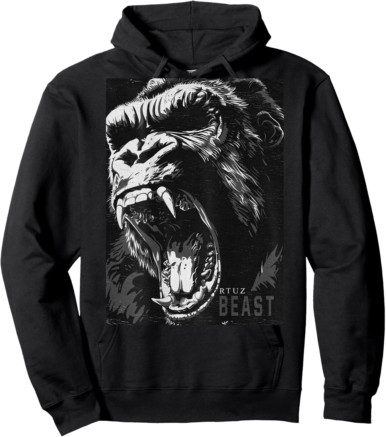 Wild Backprint Gorilla King Animal Monkey Gorilla Hoodie - Hoodie | Black