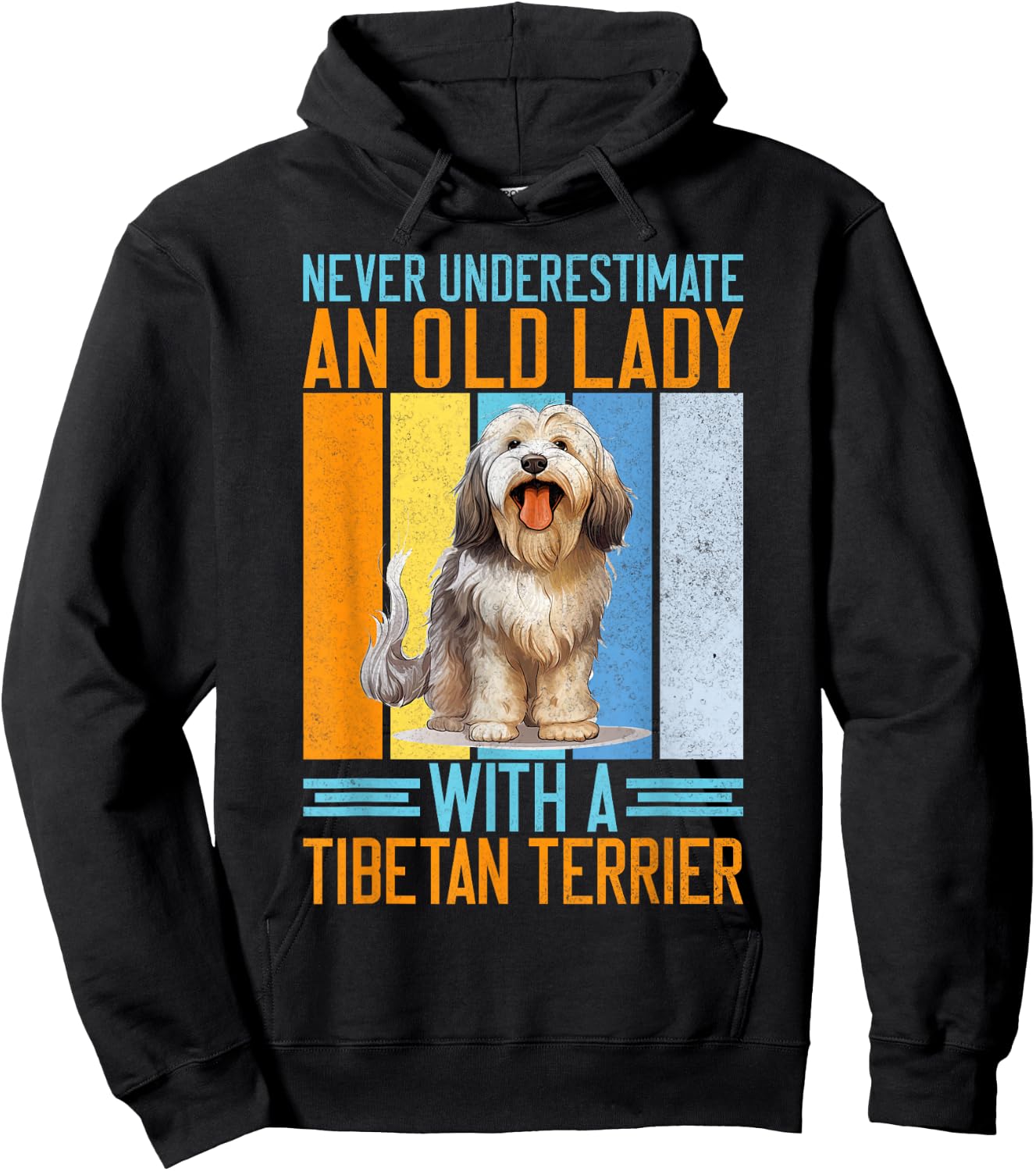 Never underestimate an old Lady with a Tibetan Terrier Hoodie - Hoodie | Black