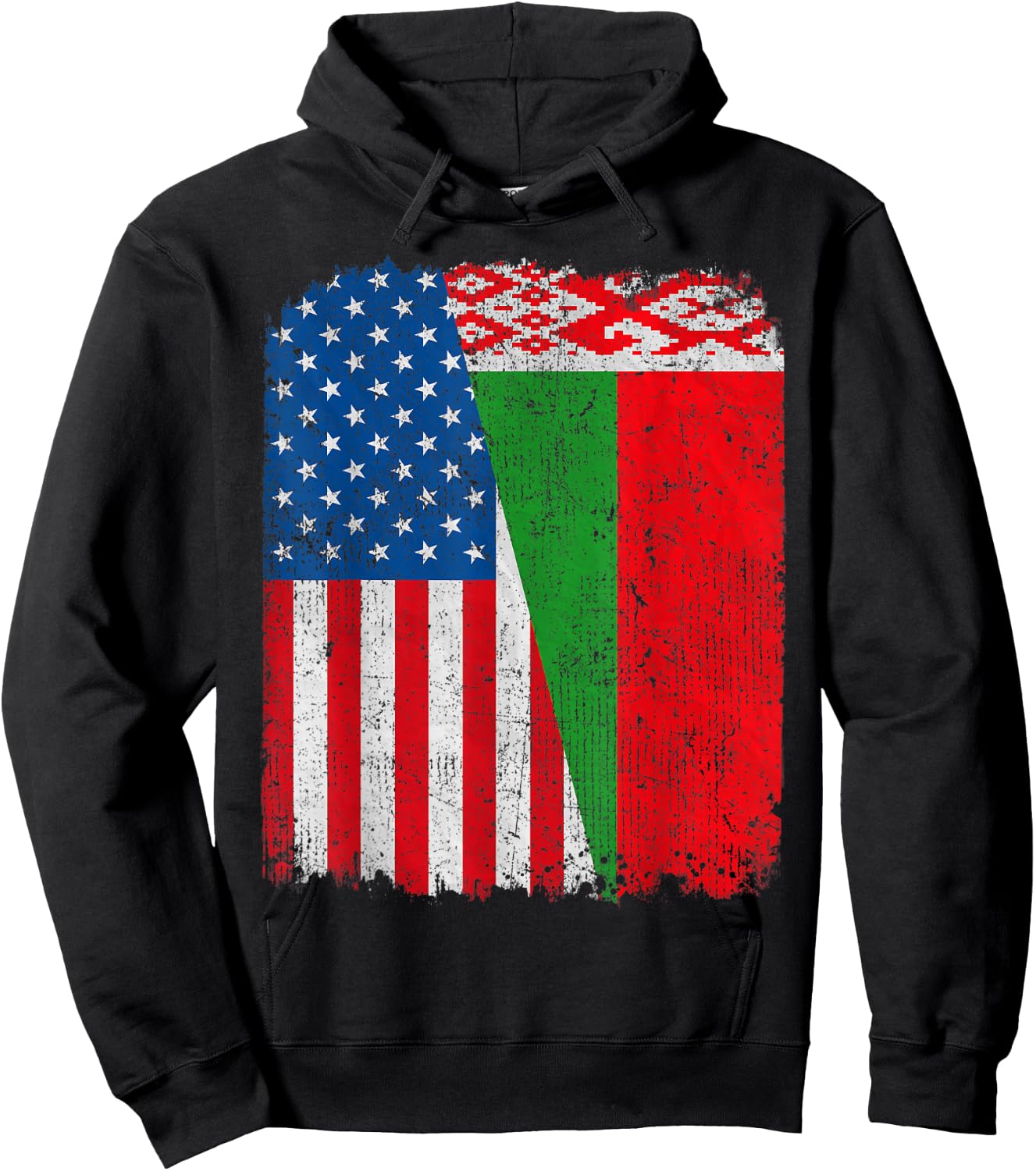 Belarusian American Flag Half USA Belarus Root Proud Kids Men Hoodie - Hoodie | Black