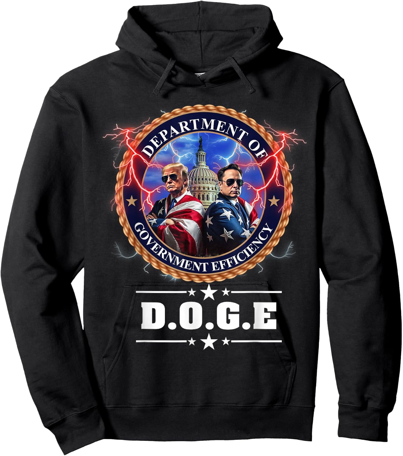DOGE Department of Government Efficiency Trump 47th Elon , Black, S Hoodie - Hoodie | Black