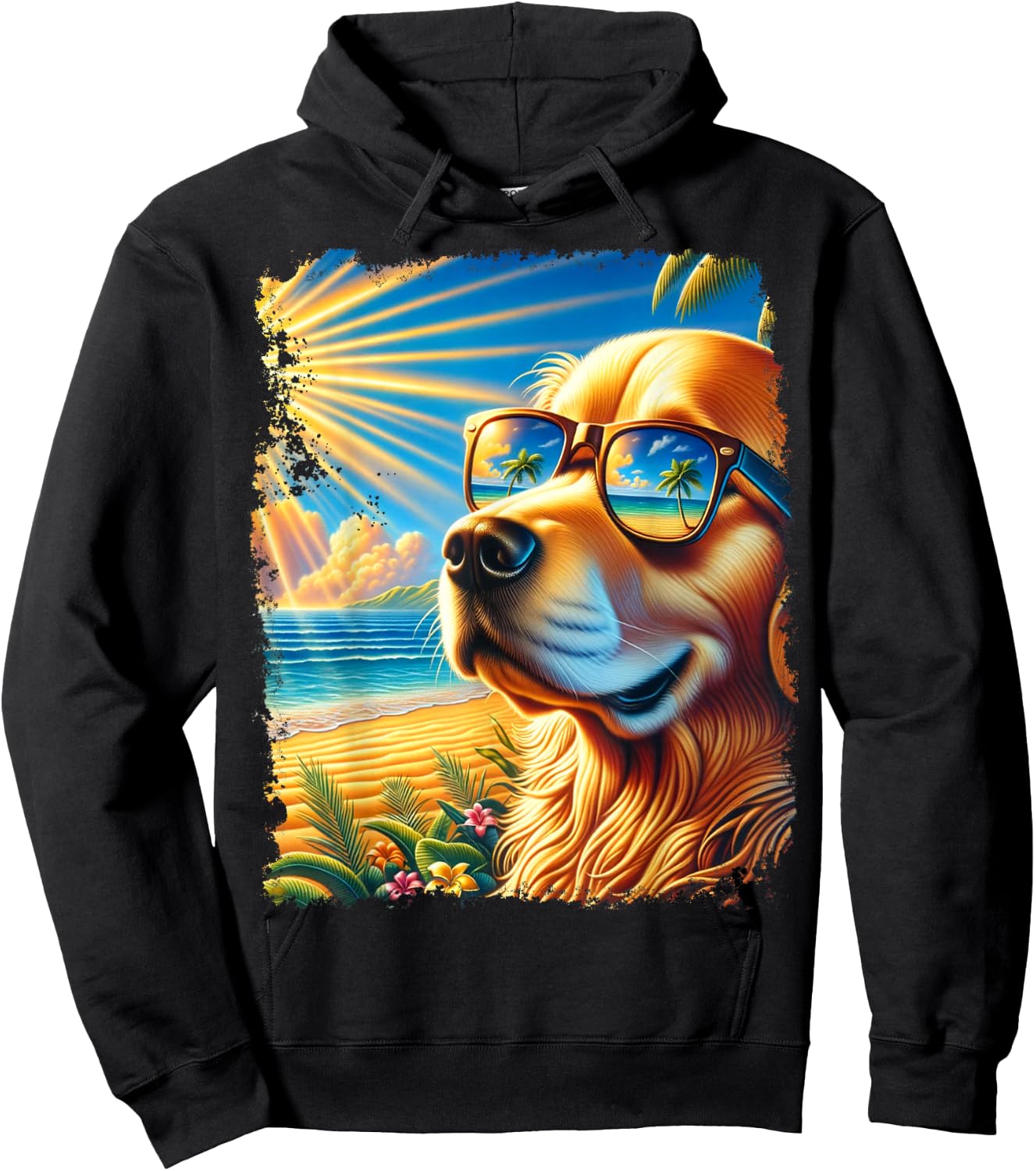 Golden Retriever Hawaiian Hoodie - Hoodie | Black