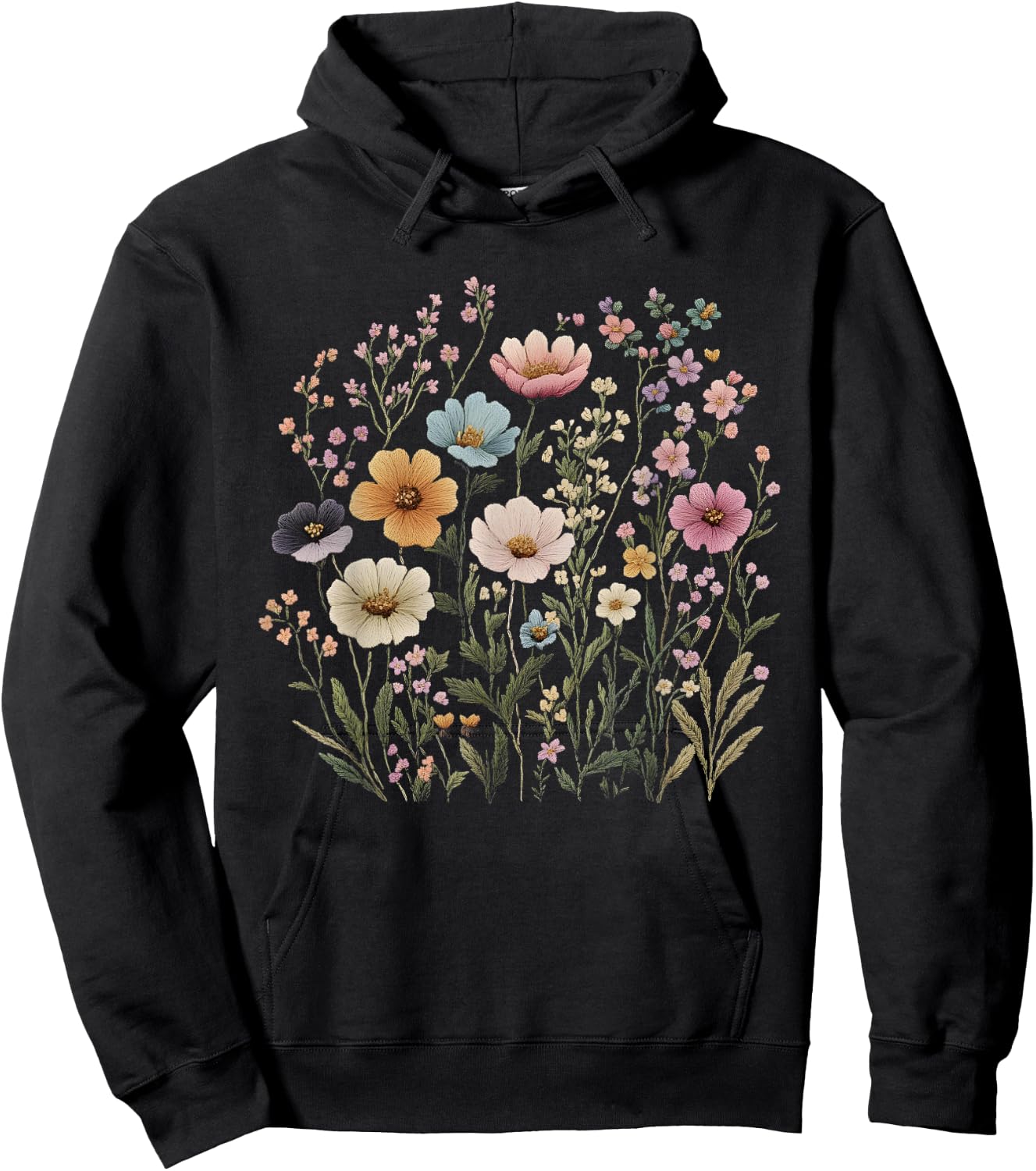 Wild Flowers Graphic Outfit Floral Vintage Design Floral , black, S Hoodie - Hoodie | Black
