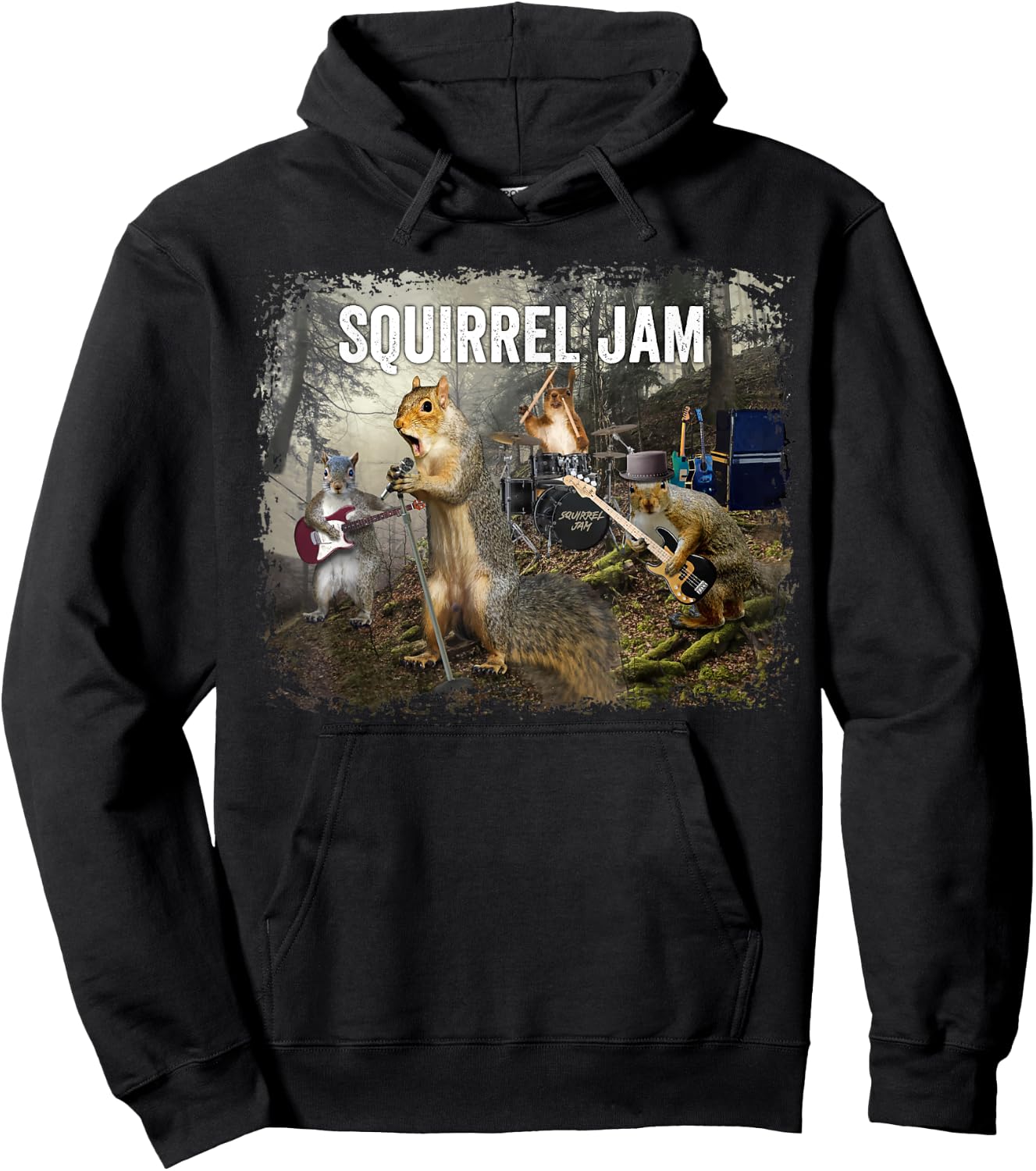 Squirrel Jam - funny squirrel rock group Hoodie - Hoodie | Black