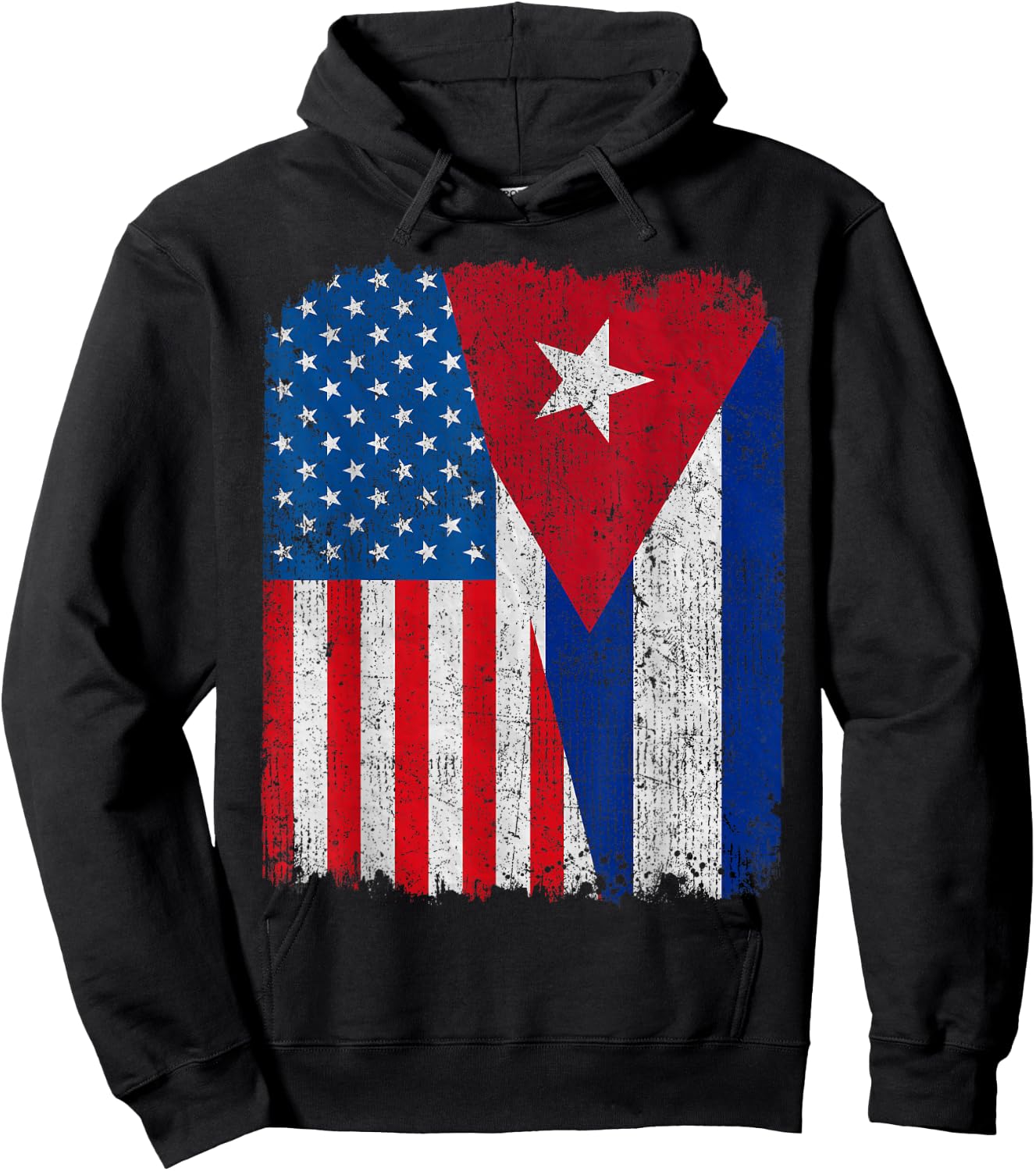 Cuban American Flag Half USA Cuba Root Proud Hoodie - Hoodie | Black