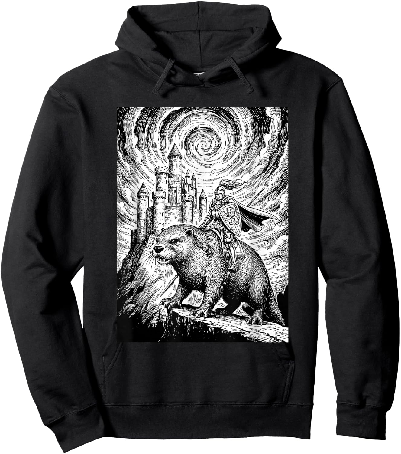 Giant Otter Fantasy Knight Medieval Design Hoodie - Hoodie | Black