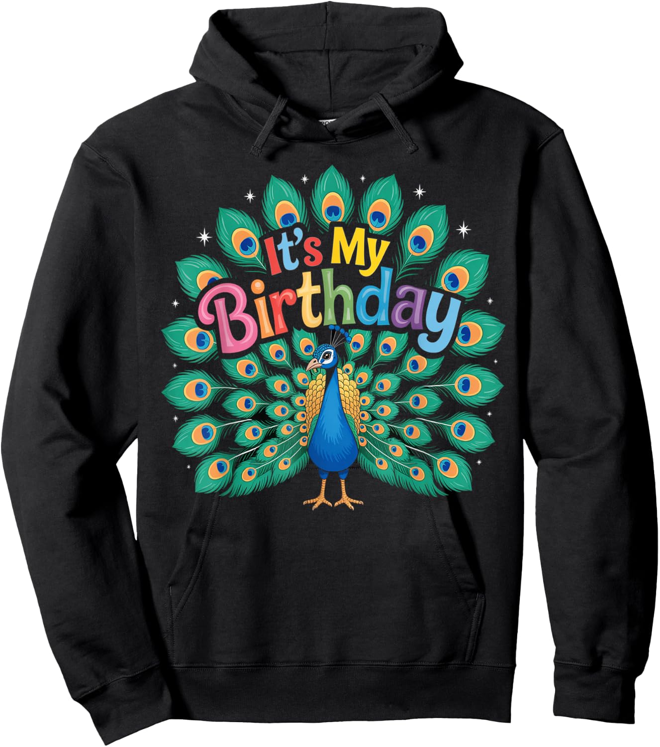 Birthday Peacock Women Men & Kids Hoodie - Hoodie | Black