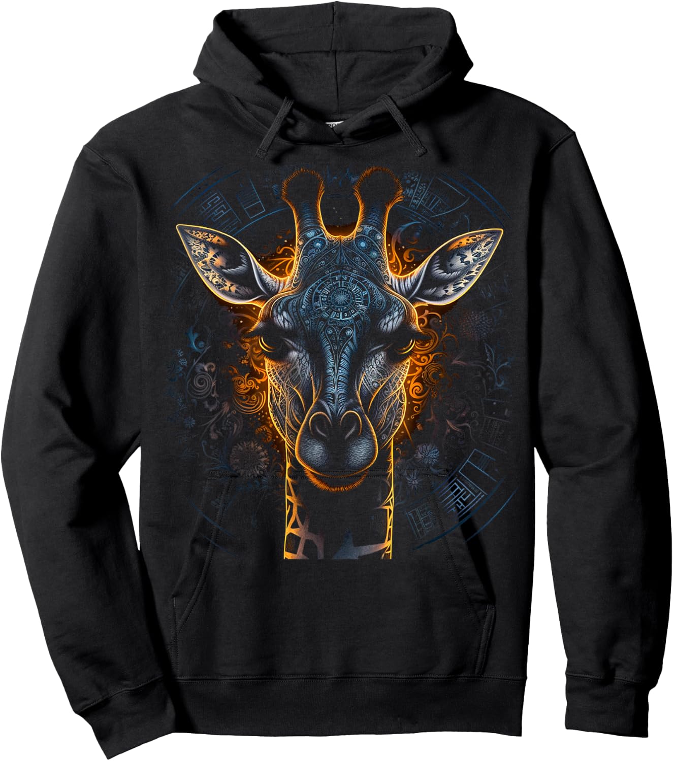 Giraffe Artwork Mandala - Animal Art Giraffe Hoodie - Hoodie | Black