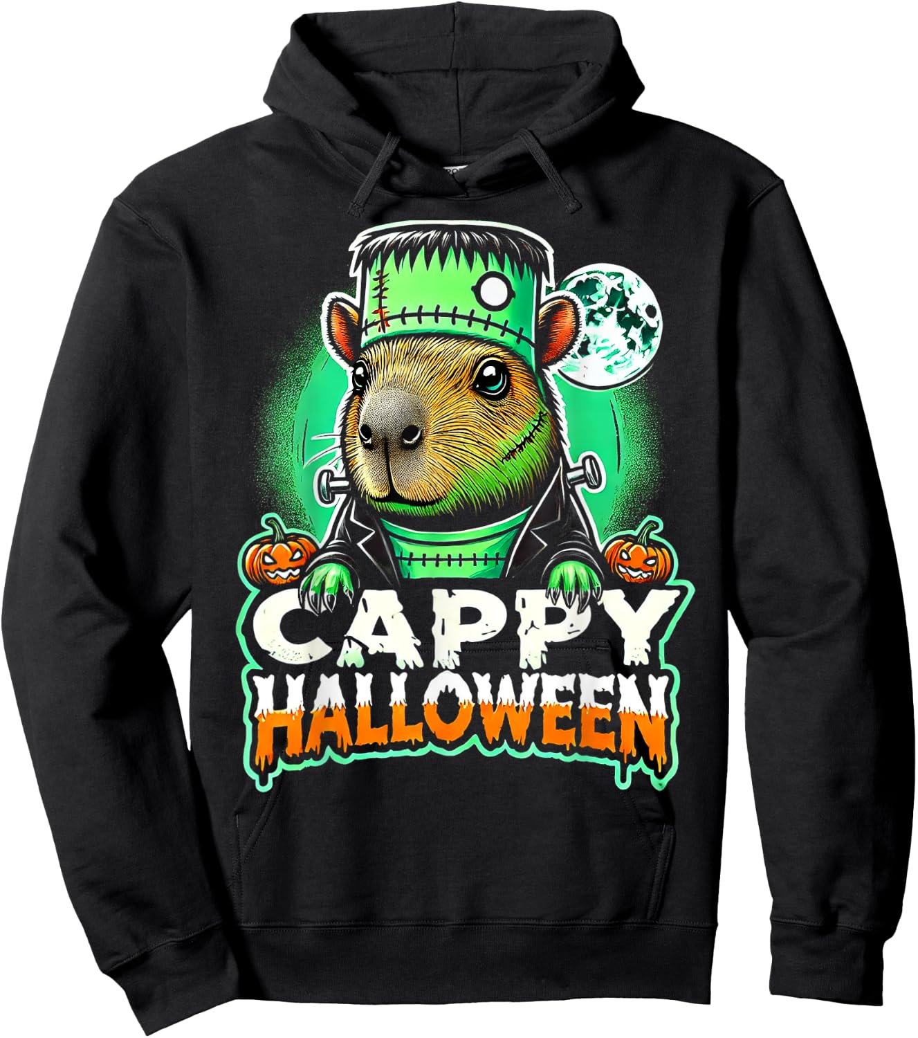 Cappy Halloween - Capybara Frankenstein - Funny Scary Spooky Hoodie - Hoodie | Black