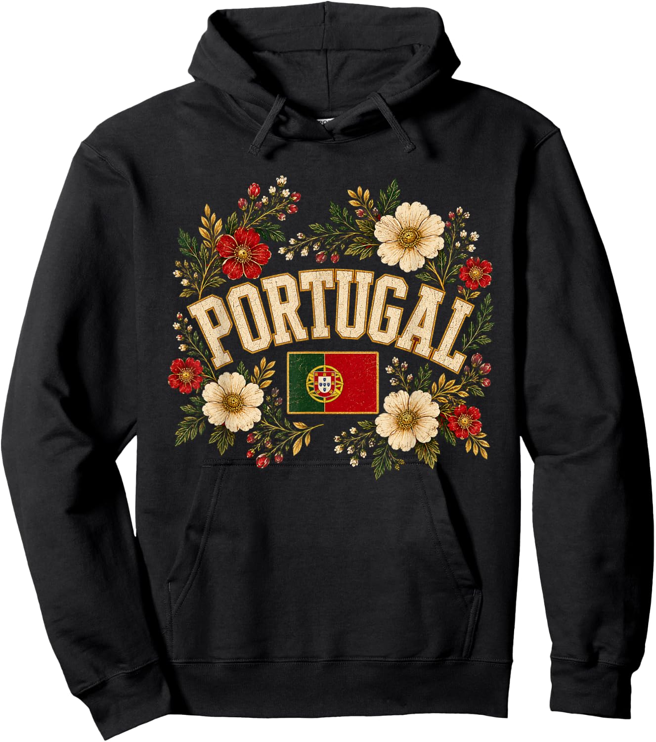Portugal Floral Vintage Country Pride Hoodie - Hoodie | Black