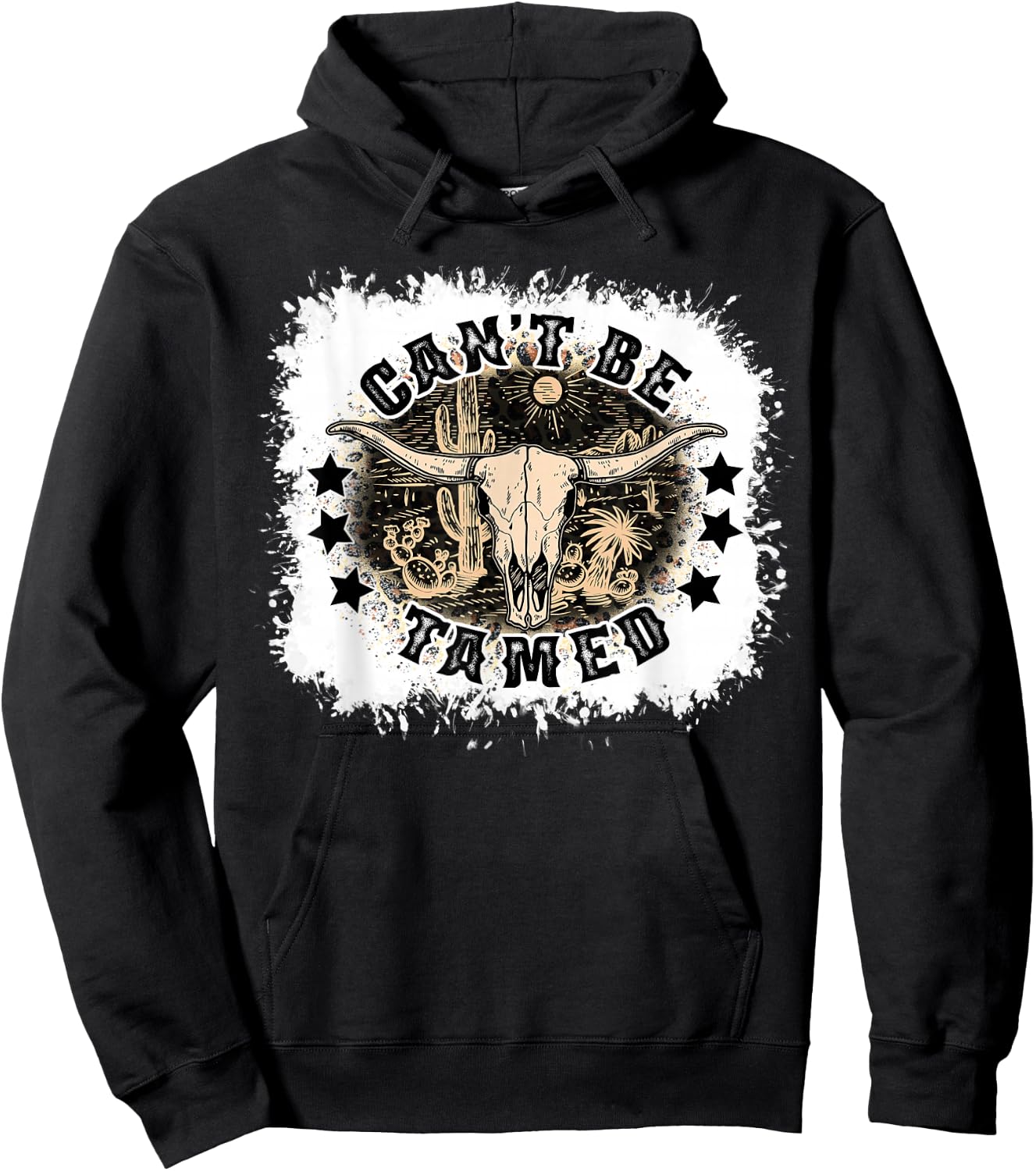 Can't Be Tamed Southern Western Cowboy Cowgirl Desert Skull Hoodie - Hoodie | Black