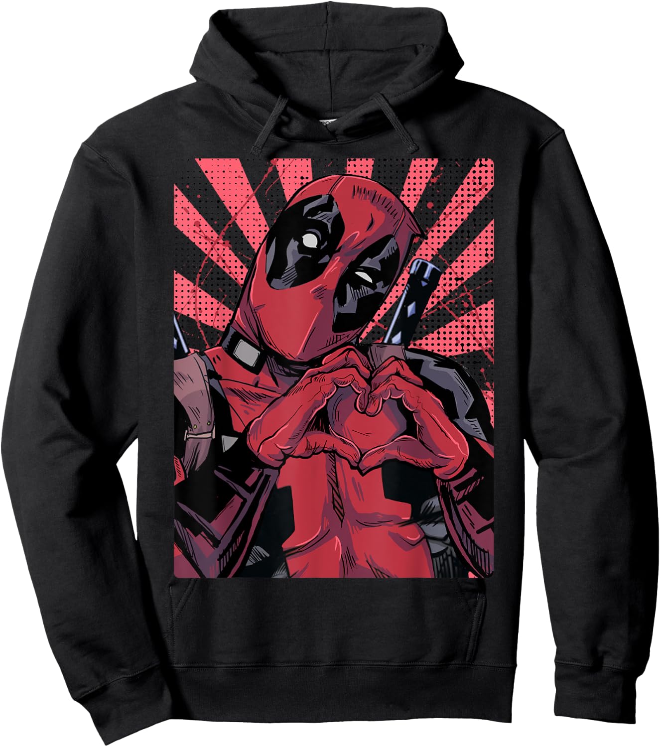 Marvel Deadpool Heart Hands , Black, S Hoodie - Hoodie | Black