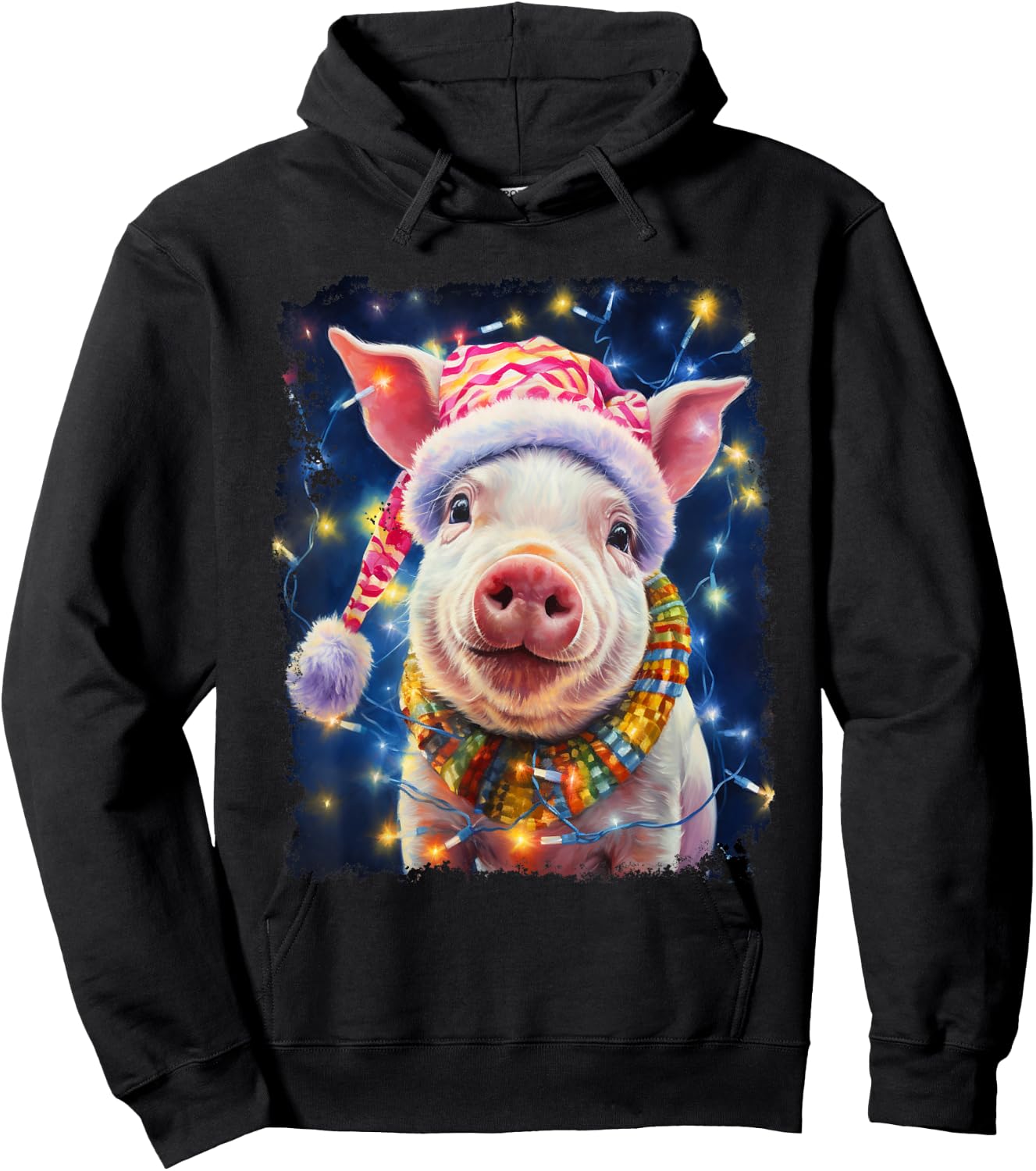 Christmas Pig Hoodie - Hoodie | Black