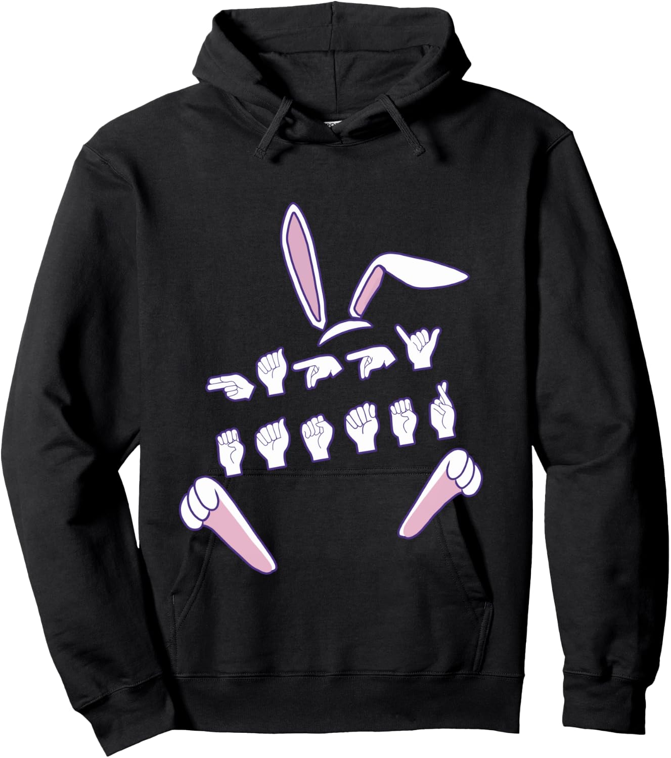ASL Happy Easter Candy Sign Language Eggs Women Men Kids Hoodie - Hoodie | Black