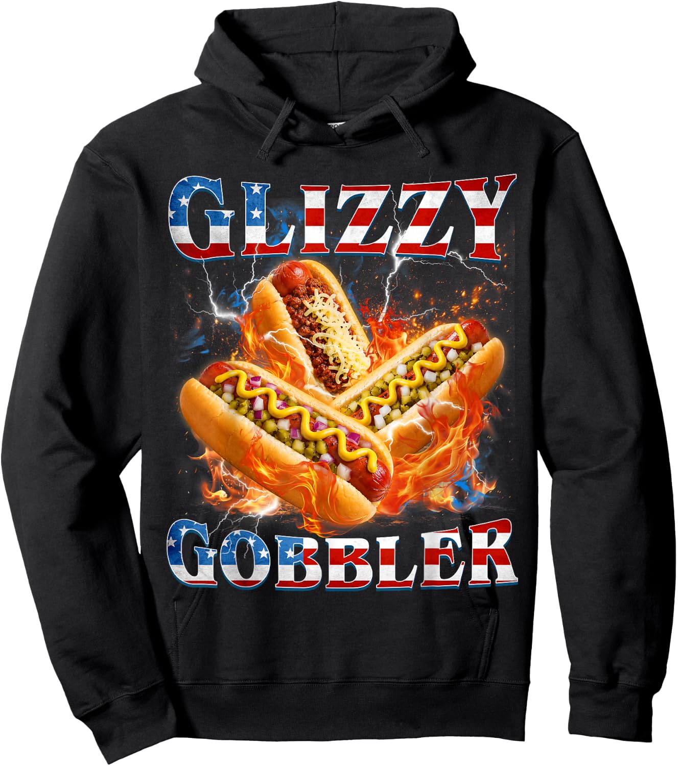 Funny Glizzy Gobbler Meme Hilarious Hotdog Glizzy Lovers Hoodie - Hoodie | Black
