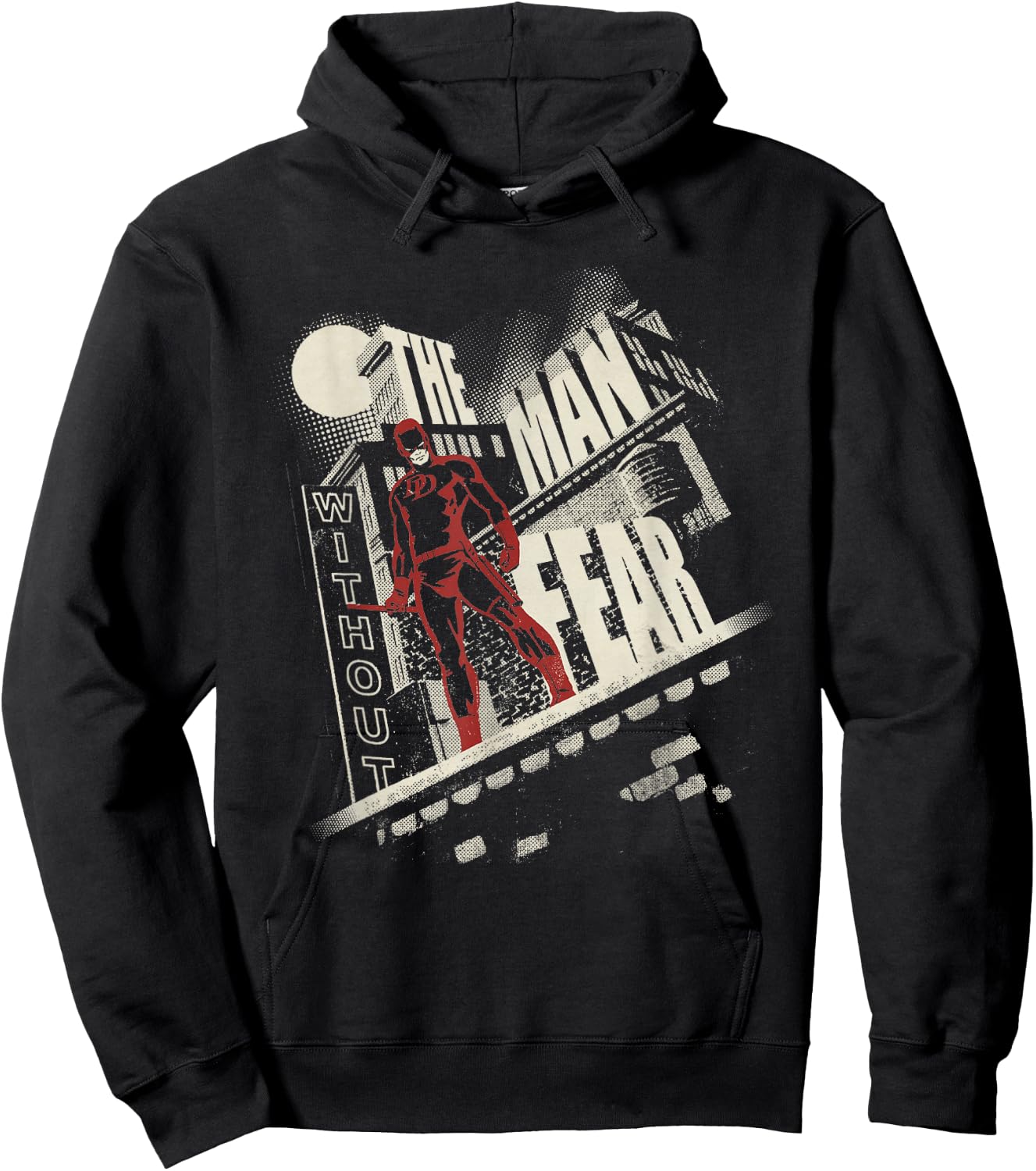 Marvel Daredevil The Man Without Fear Night Rooftop Black , Black, S Hoodie - Hoodie | Black