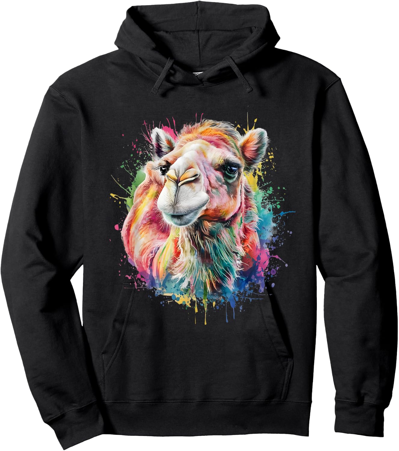 Camel Men Woman Colorful Watercolor Camel Hoodie - Hoodie | Black
