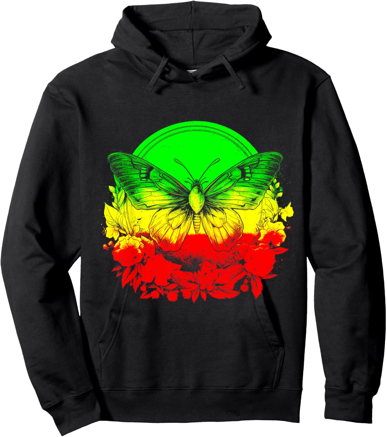 Rasta Reggae Butterfly Rastafari Jamaican Pride Rastafarian Hoodie - Hoodie | Black