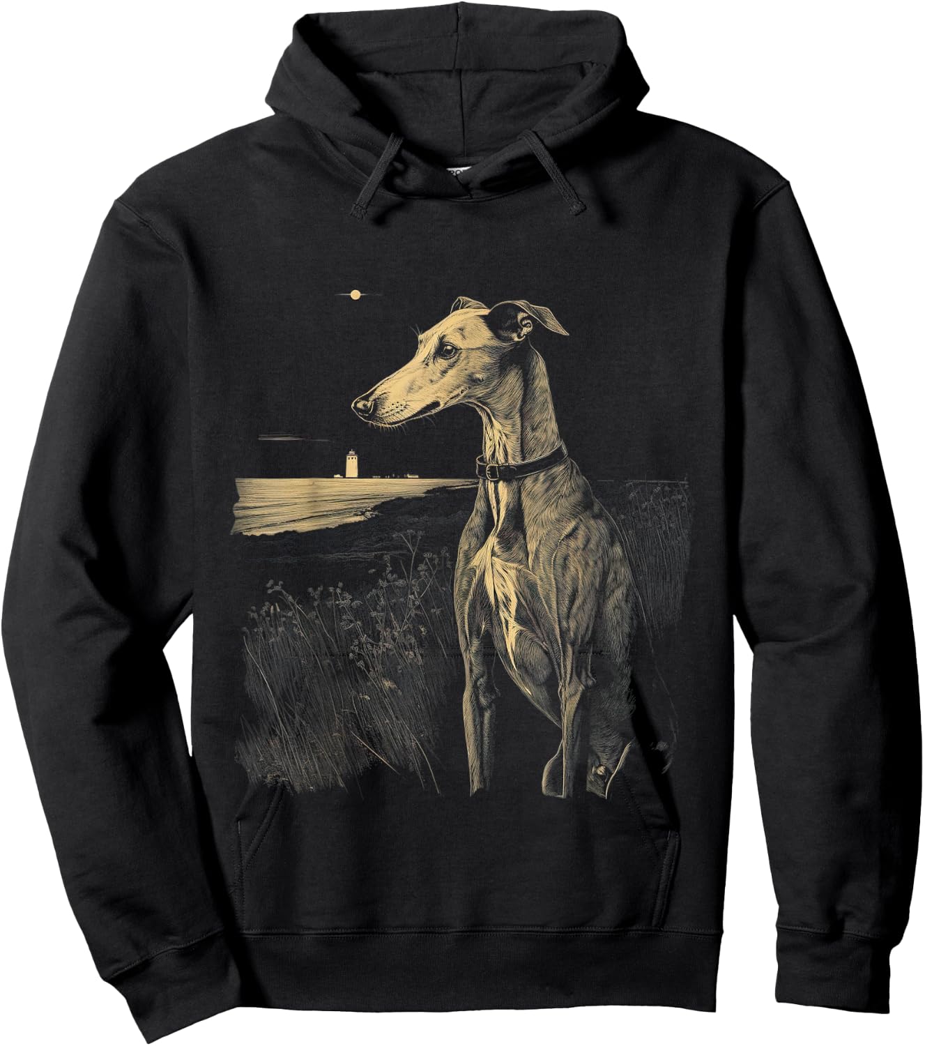 Windhund Greyhound Hund Illustration Hoodie - Hoodie | Black
