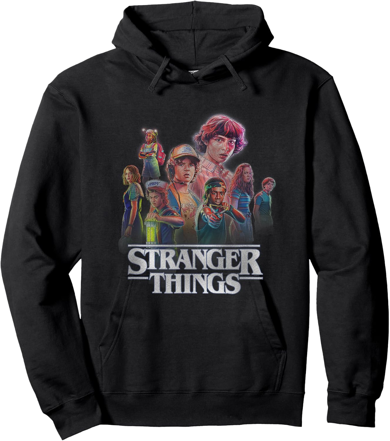 Stranger Things Retro Vintage Hawkins Glow Up Group Shot Hoodie - Hoodie | Black
