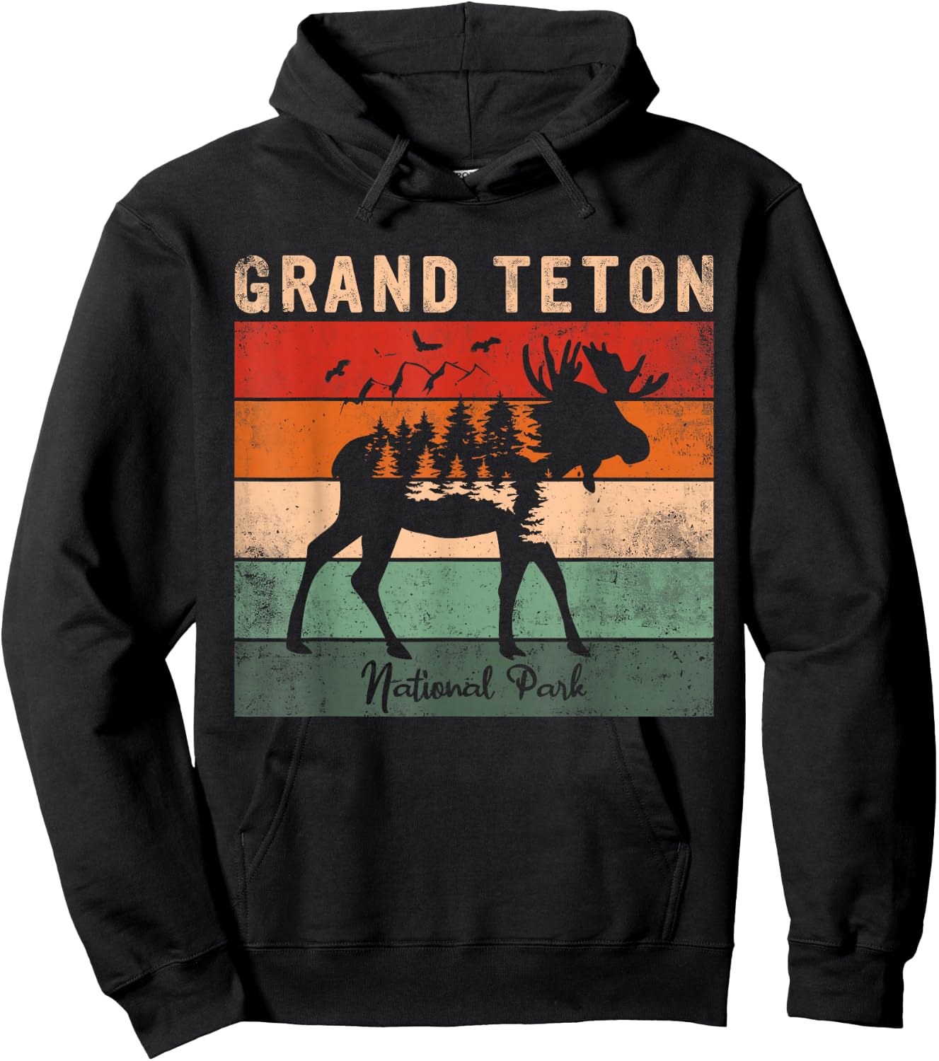 Vintage Grand Teton National Park for kids Hiking Camping Hoodie - Hoodie | Black