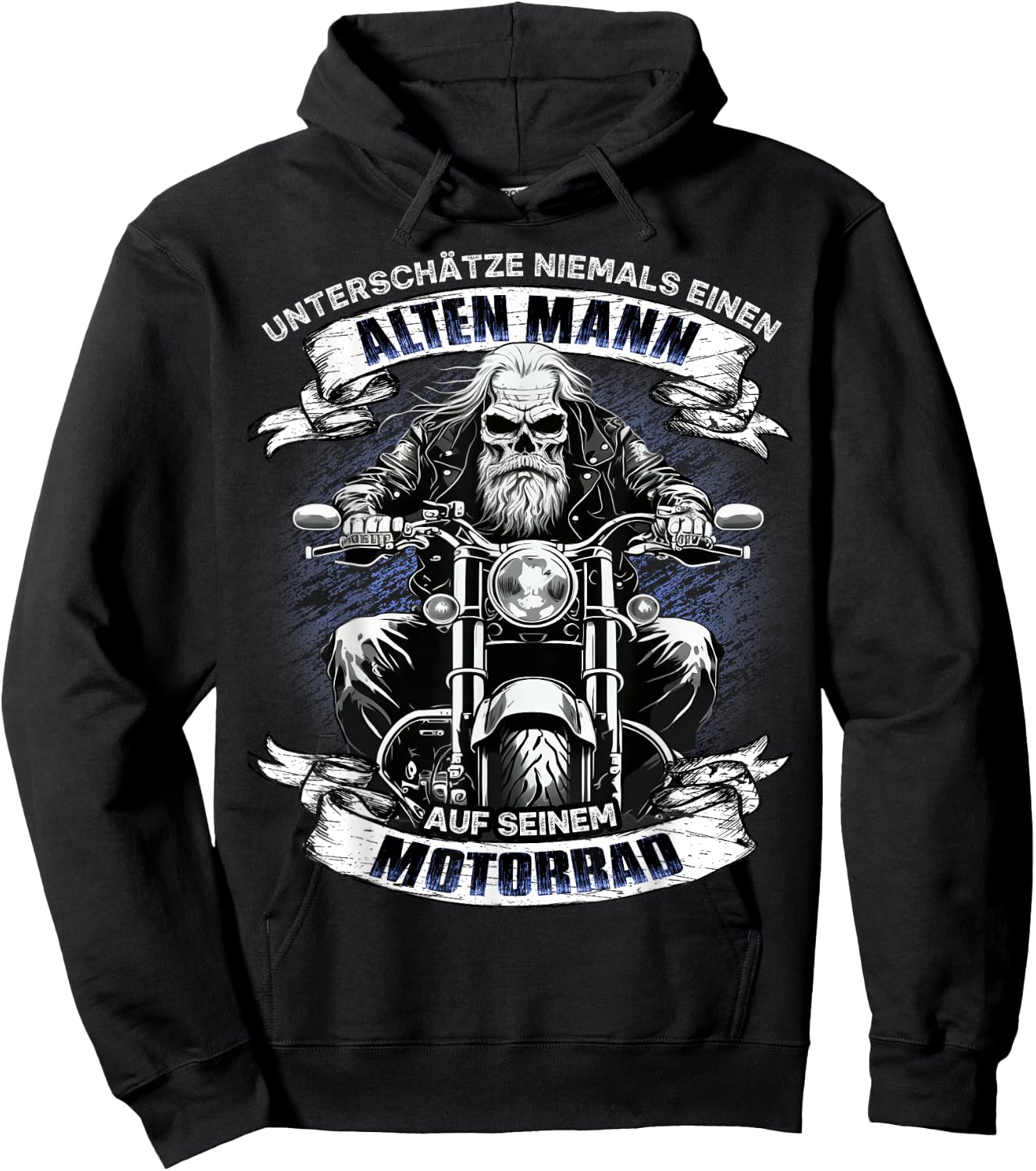 Unterschätze niemals einen alten Mann auf seinem Motorrad Hoodie - Hoodie | Black