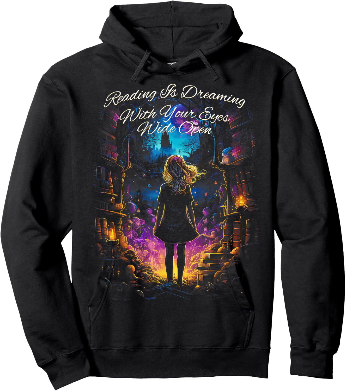 Reading Is Dreaming With Your Eyes Open Quote Bookish Book Hoodie - Hoodie | Black