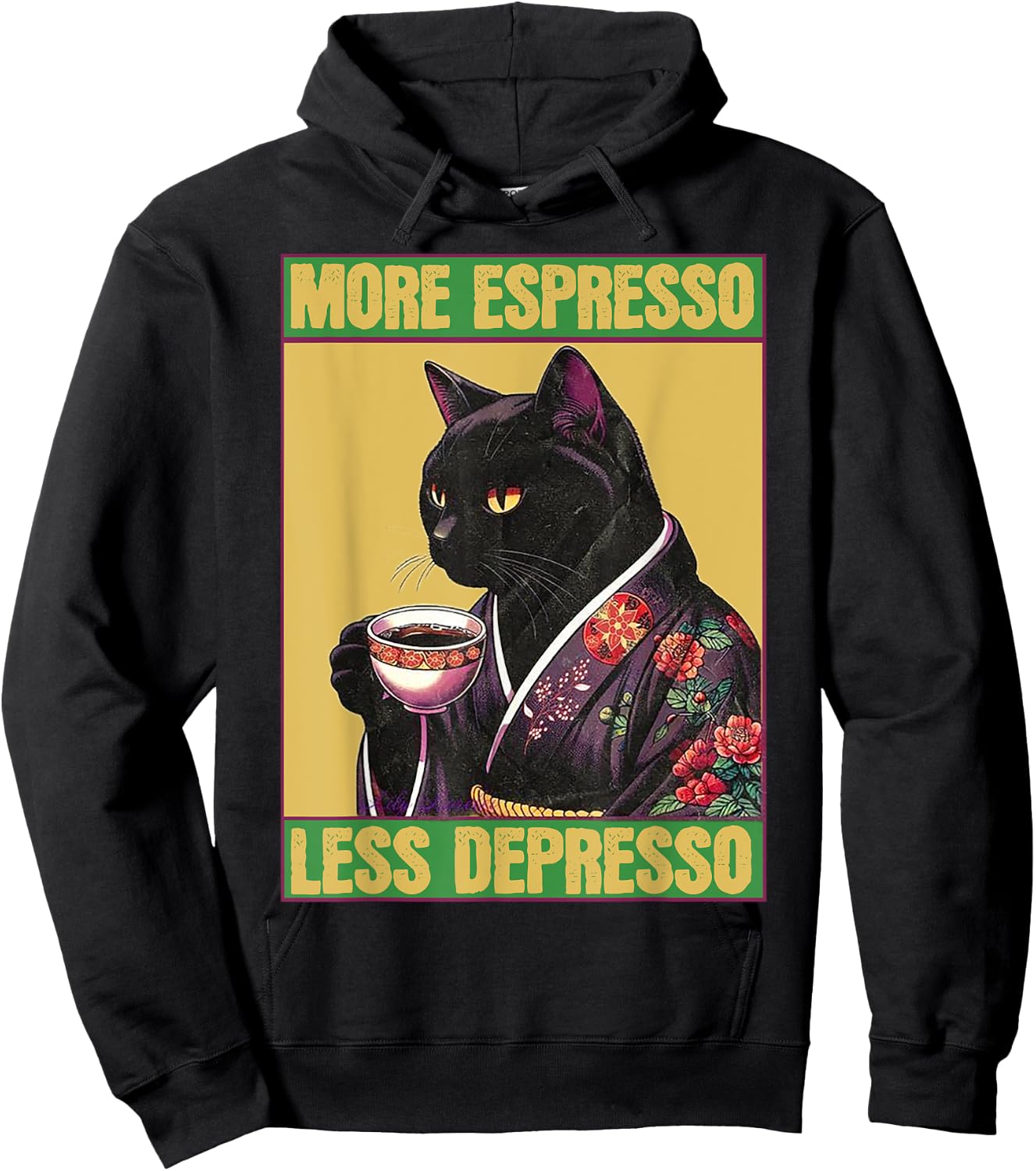 Cat More Espresso Less Depresso Women Hoodie - Hoodie | Black