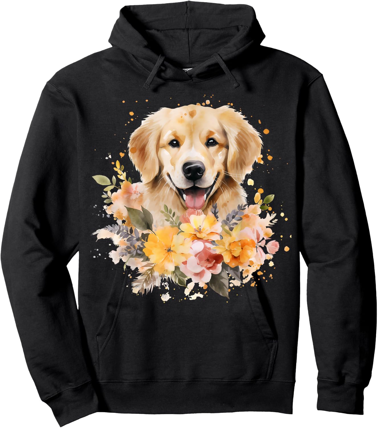 Watercolor Golden Retriever Hoodie - Hoodie | Black