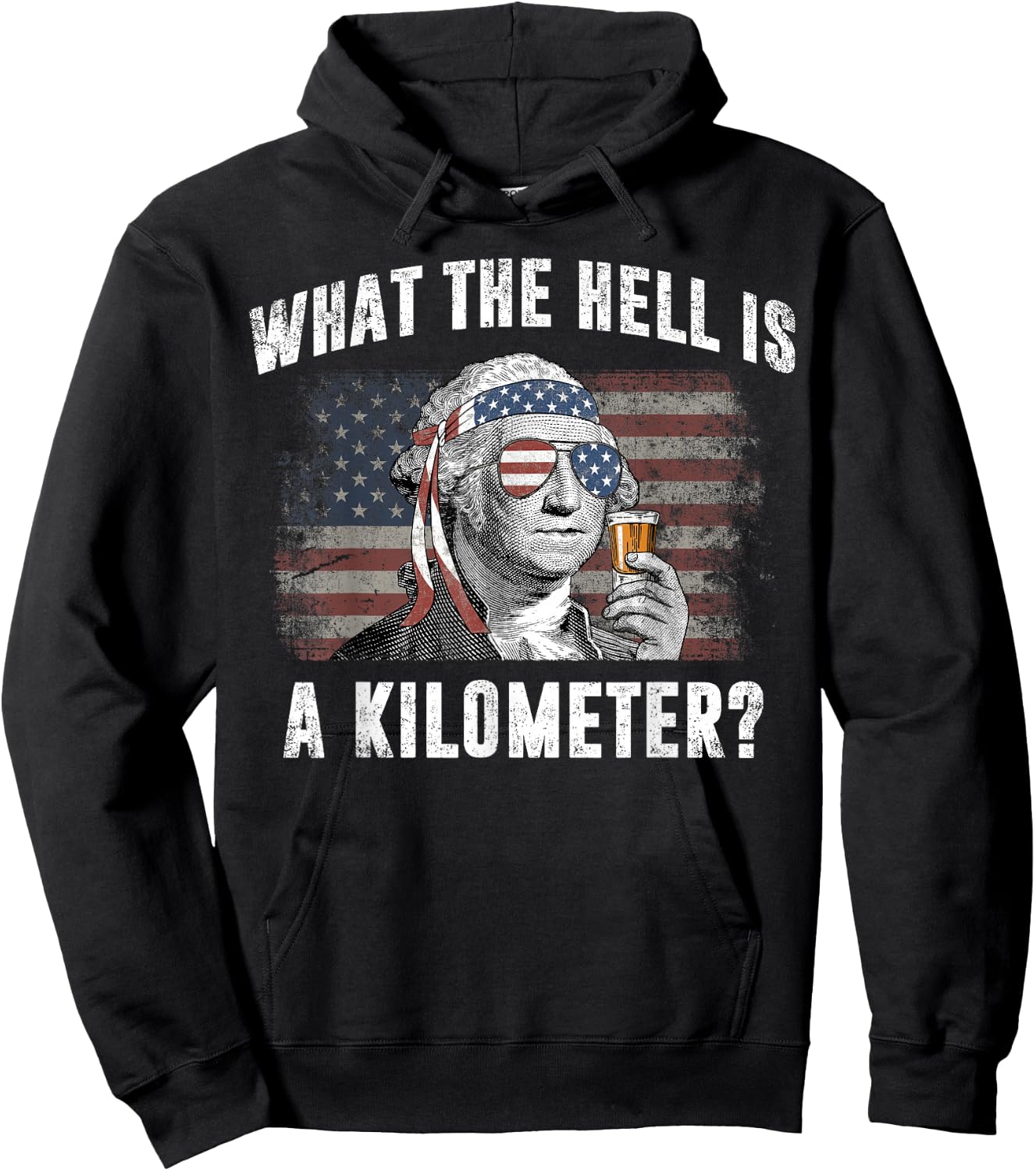 What The Hell is A Kilometer George Washington Vintage Funny Hoodie - Hoodie | Black
