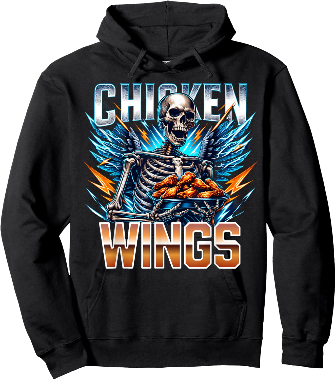 Wing Lover Bootleg Rap CDs Aesthetic Funny Chicken Skeleton Hoodie - Hoodie | Black