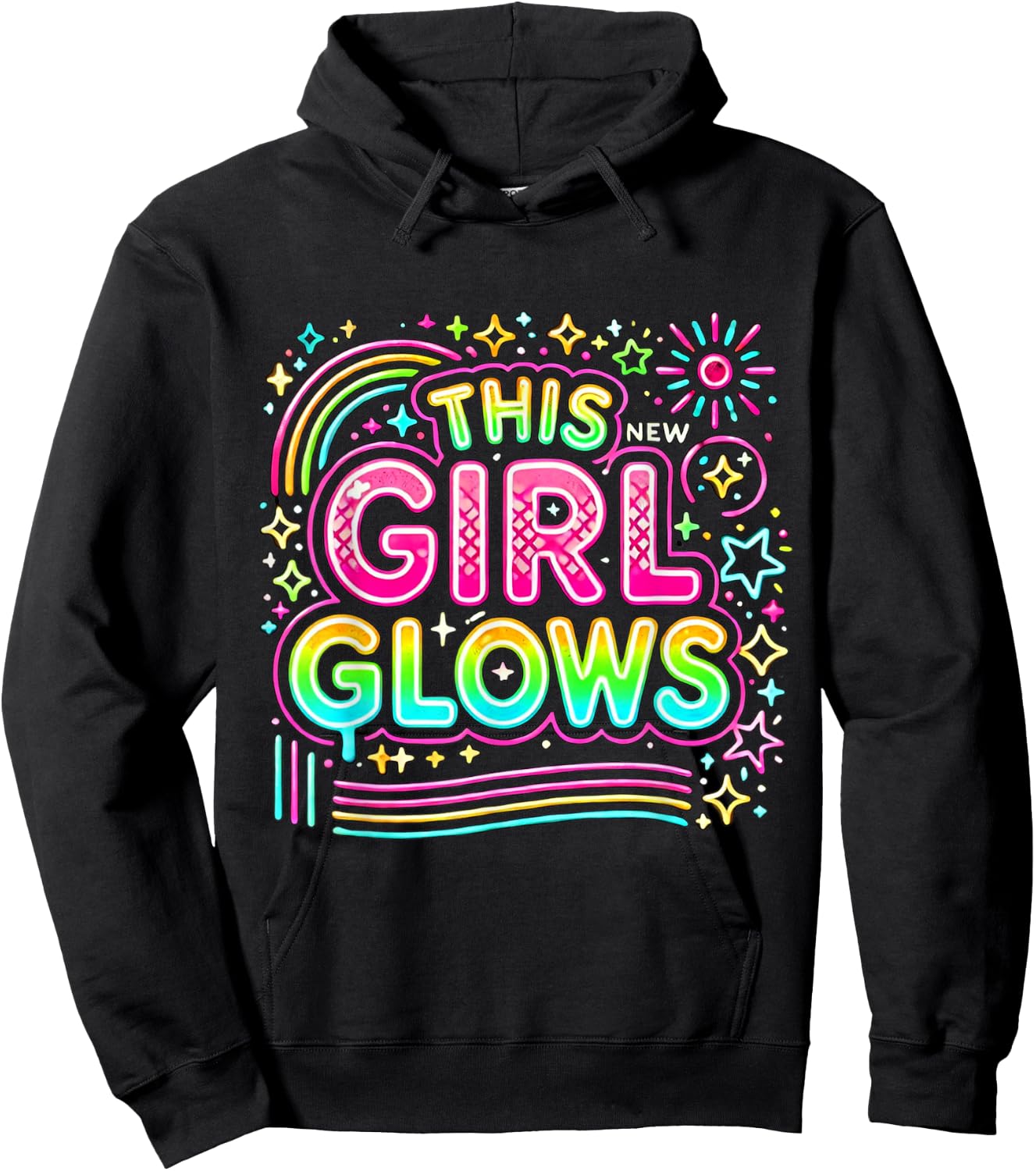 This Girl Glows For Kids Tie Dye Bright Color 80's And 90's Hoodie - Hoodie | Black