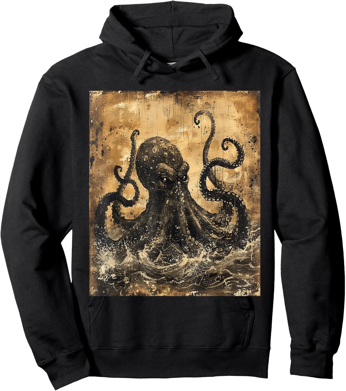 Vintage Gothic Dark Kraken Cthulhu Octopus God Monster Art Hoodie - Hoodie | Black