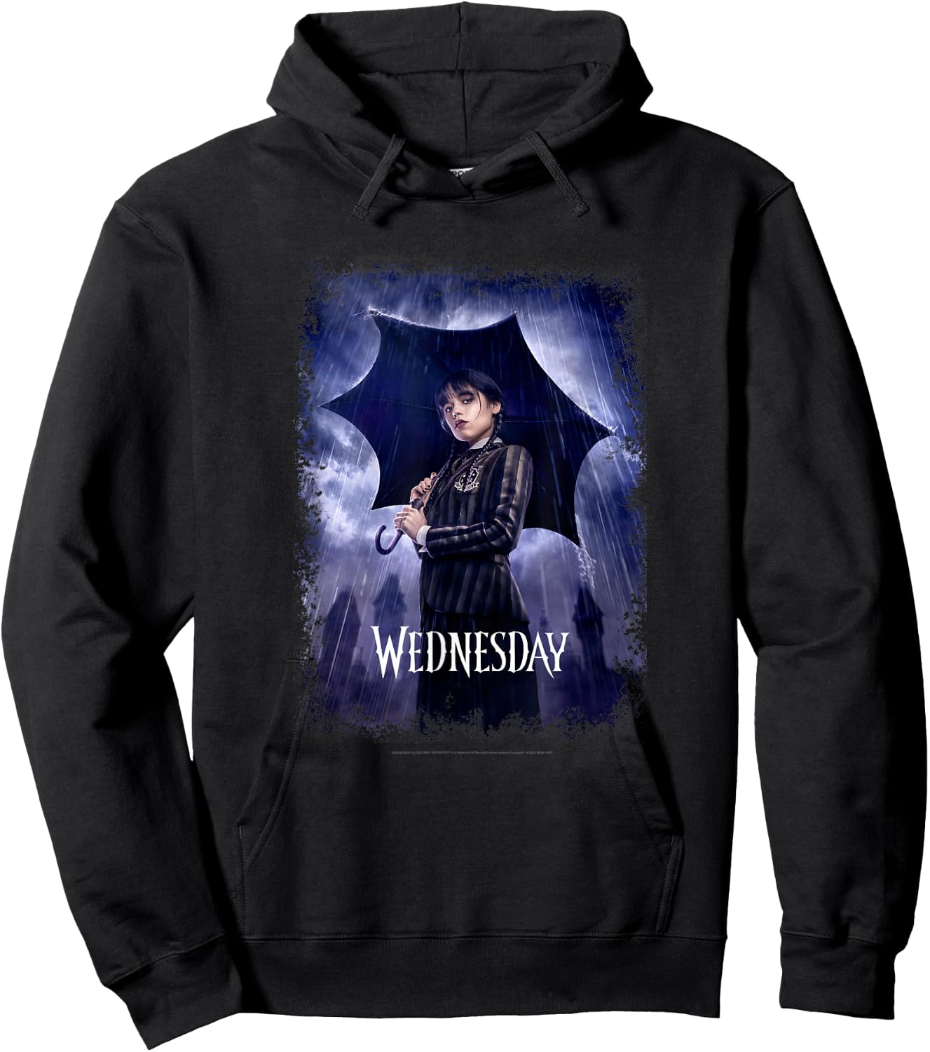 Wednesday Black Umbrella Under The Rain Real Photo Portrait Hoodie - Hoodie | Black