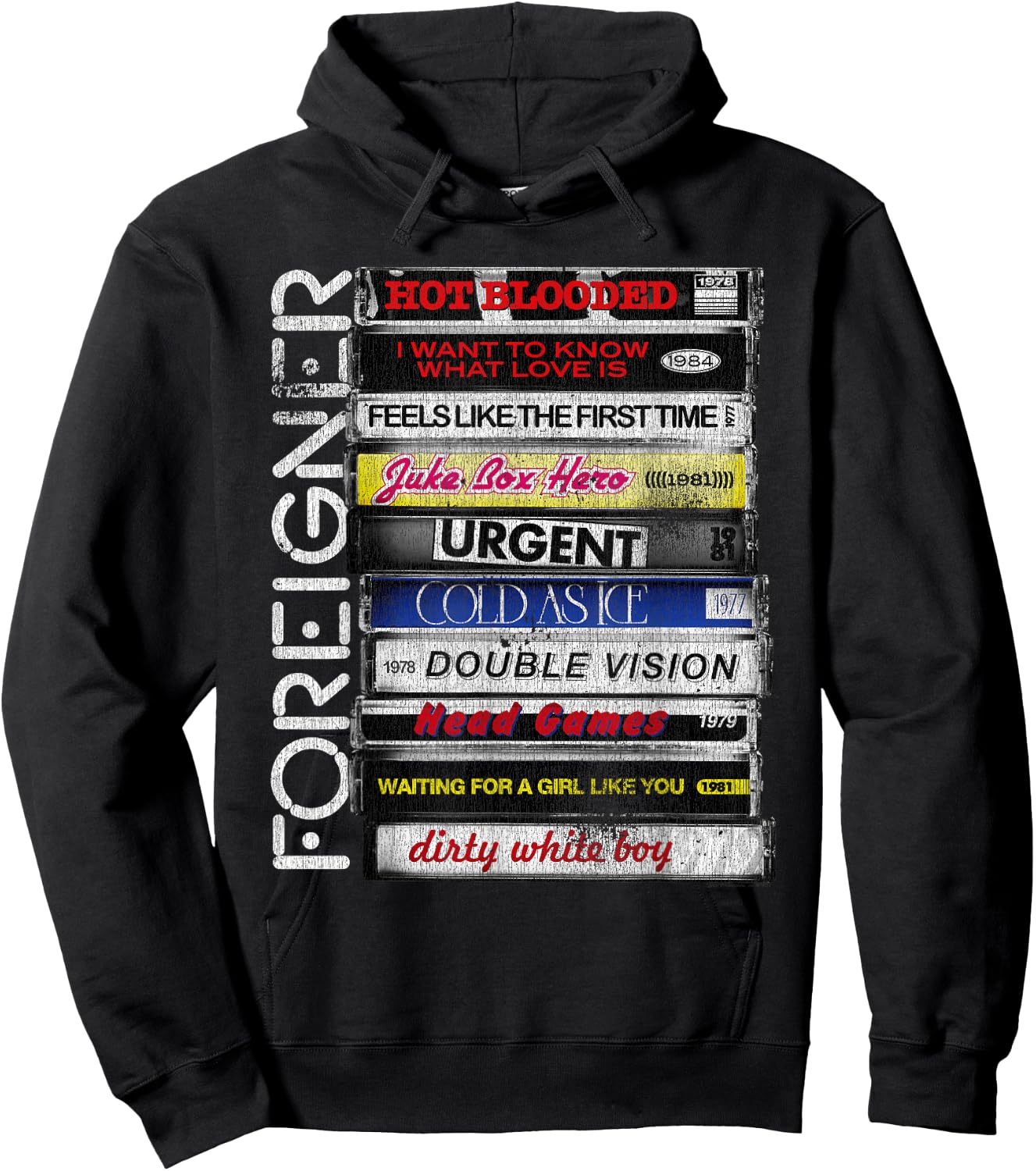 Ripple Junction x Foreigner Classic Hit Songs 80s Rock Band , grey, S Hoodie - Hoodie | Black